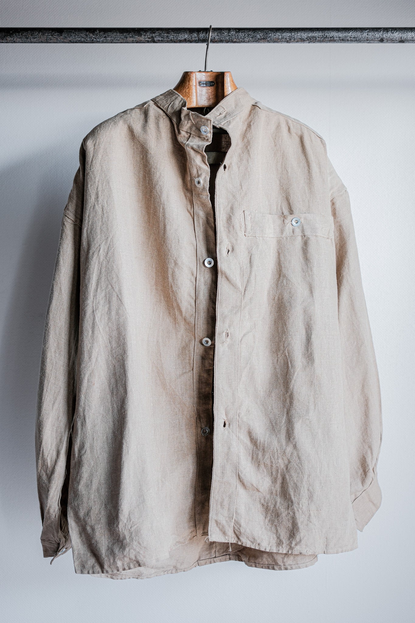 【~30's】French Army Bourgeron Linen Jacket Size.2 "Full Open Type"