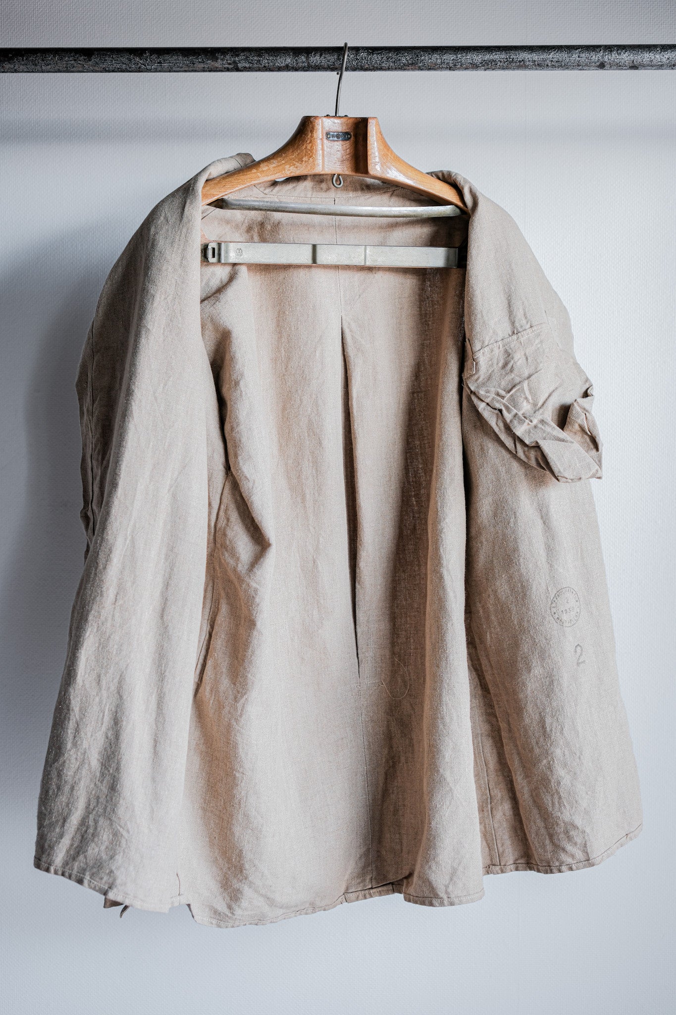 【~30's】French Army Bourgeron Linen Jacket Size.2 "Full Open Type"