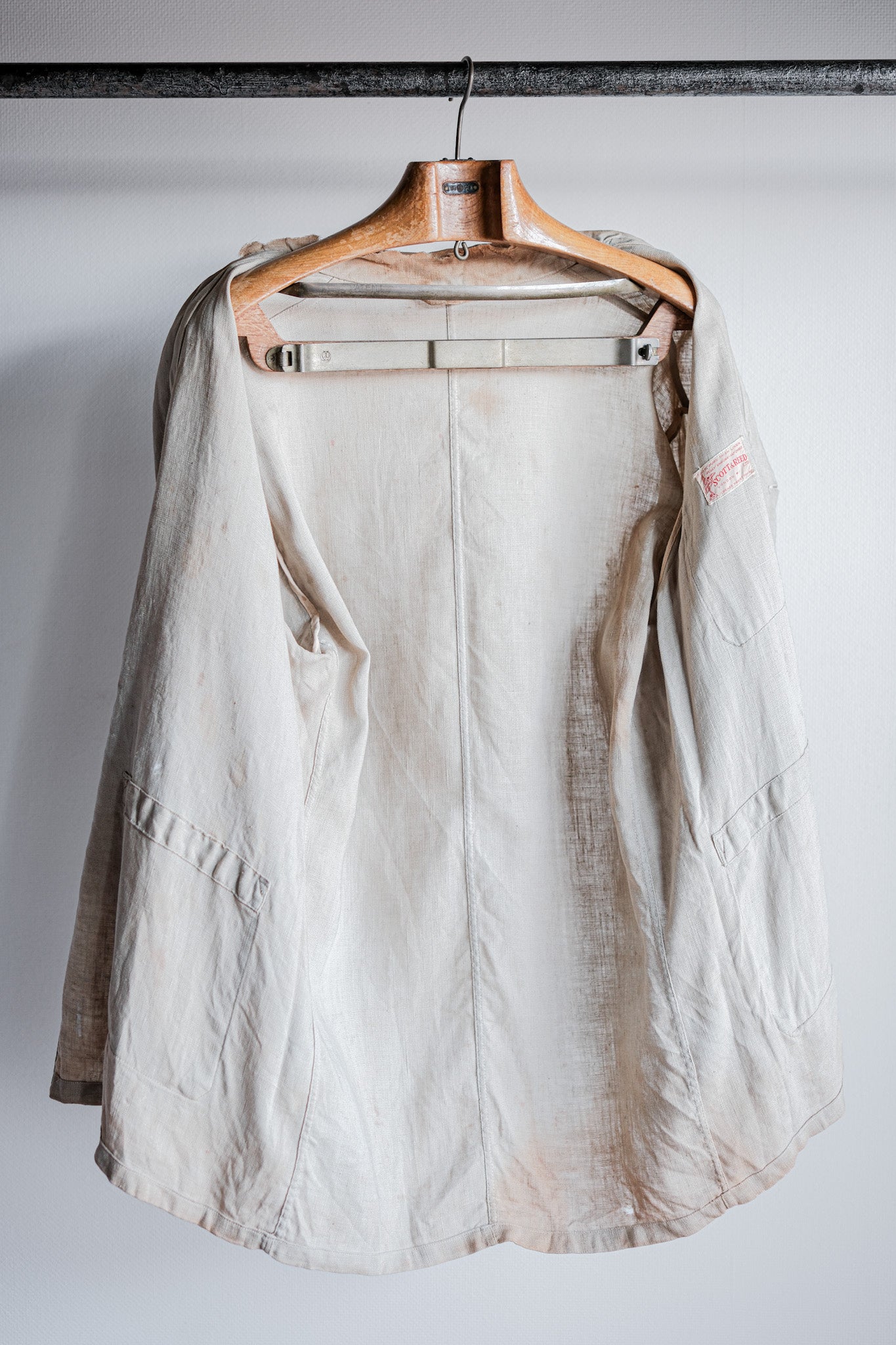 【~40's】British Vintage Irish Linen Lapel Work Jacket "Boro"