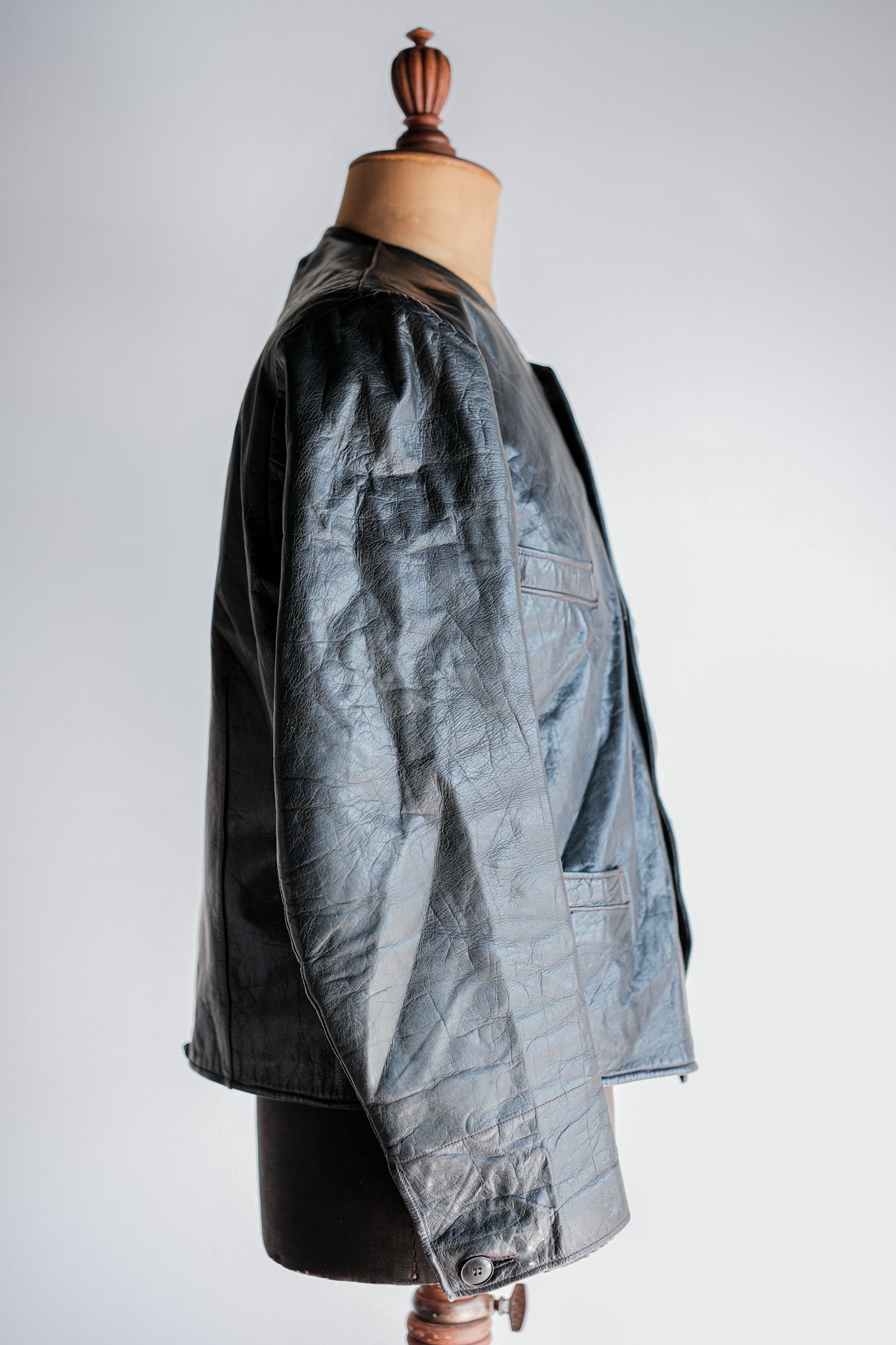 【~50's】French Vintage Leather Gilet Jacket