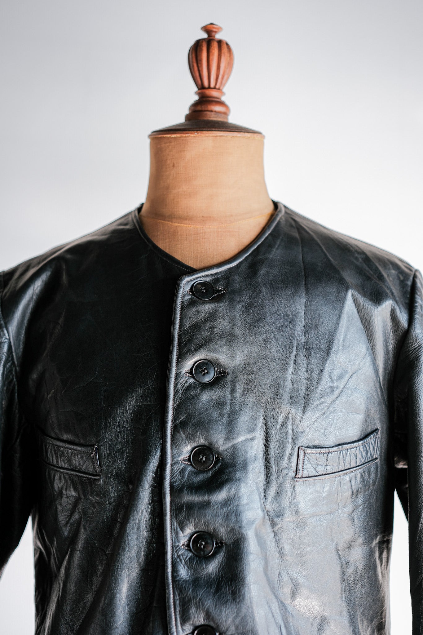 【~50's】French Vintage Leather Gilet Jacket