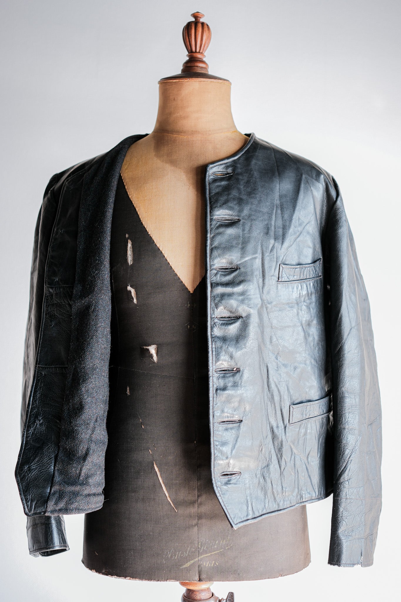 【~50's】French Vintage Leather Gilet Jacket