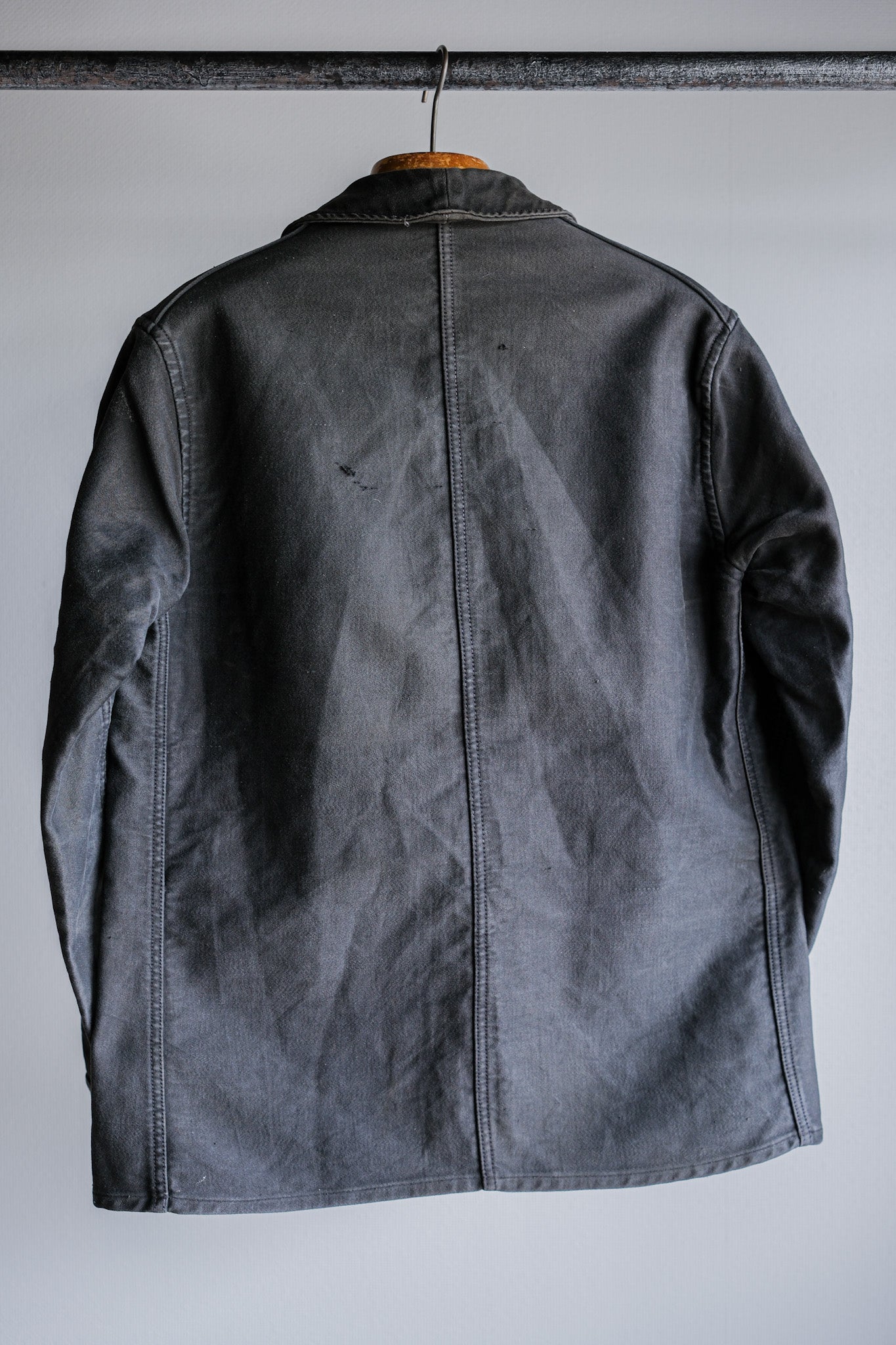 【~40's】French Vintage Black Moleskin Work Jacket "Adolphe Lafont"