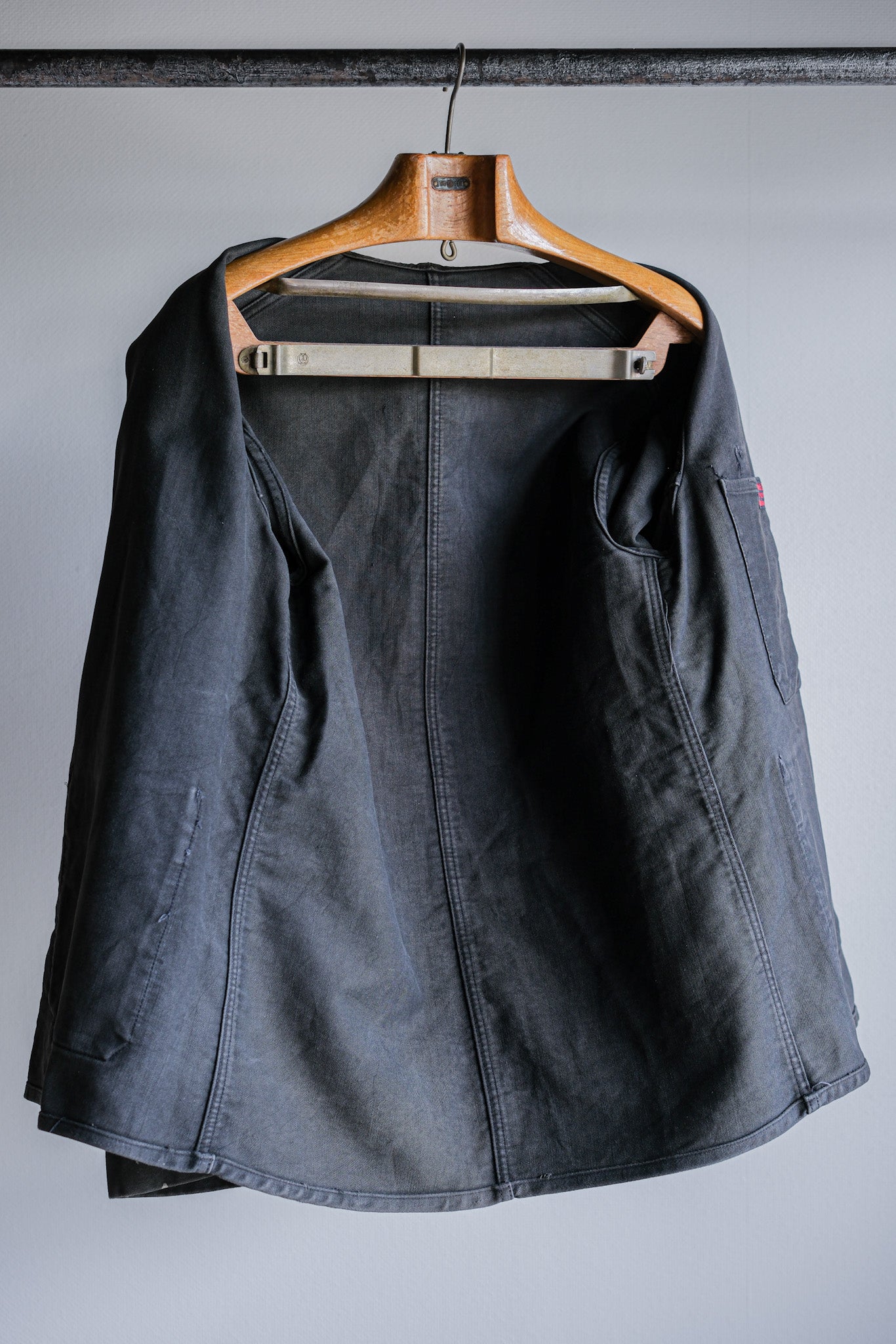 【~40's】French Vintage Black Moleskin Work Jacket "Adolphe Lafont"