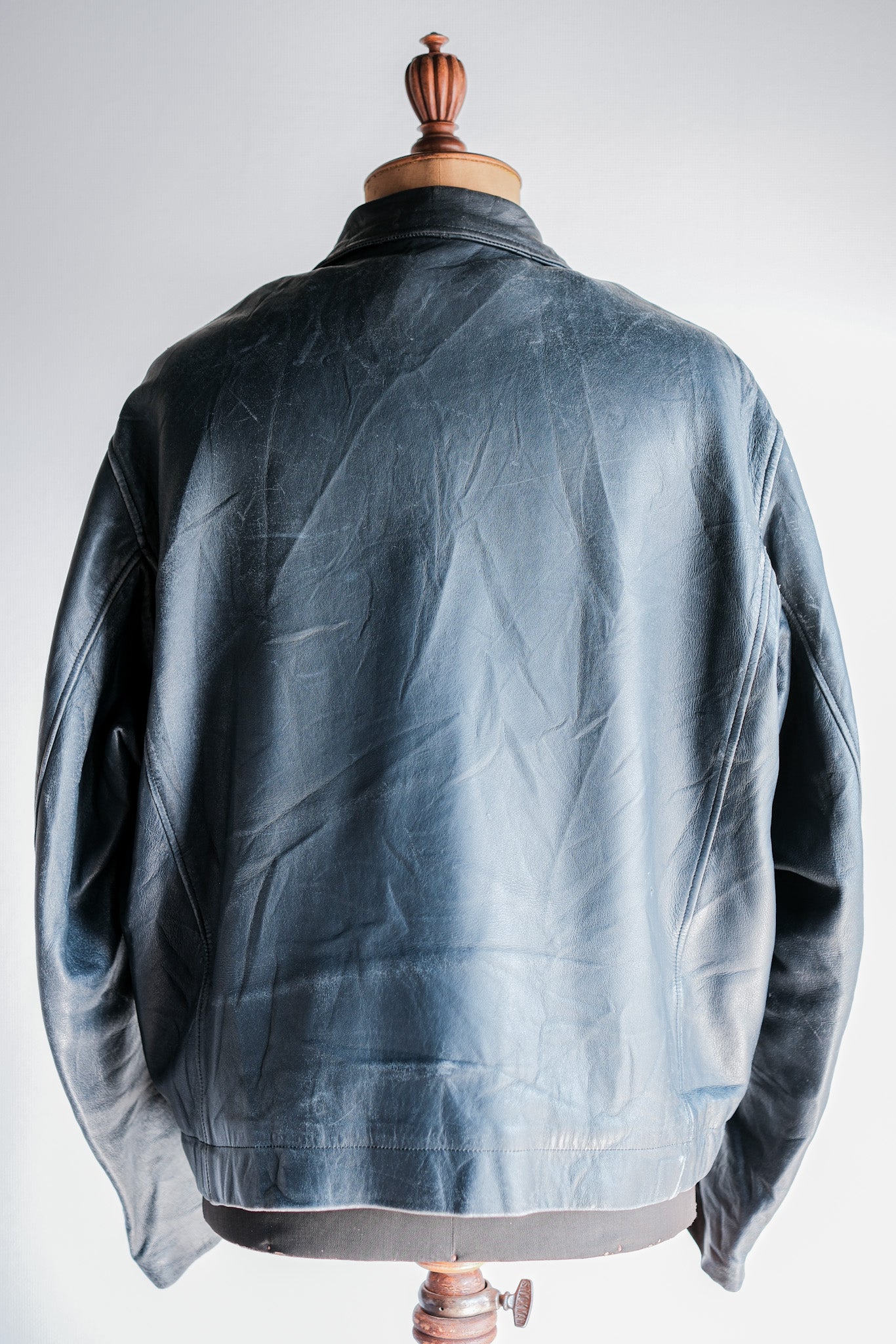 【~70's】French Air Force Pilot Leather Jacket With Chin Strap & Liner Size.104L