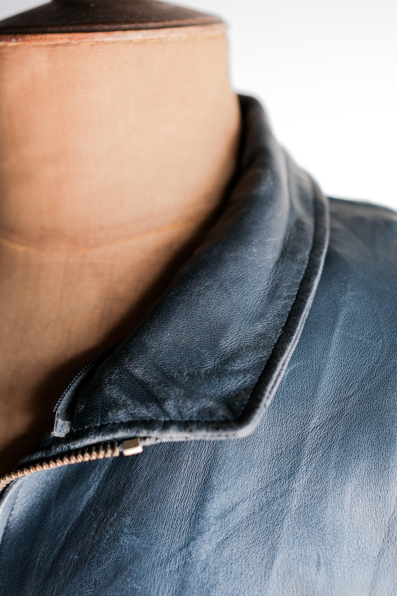 【~70's】French Air Force Pilot Leather Jacket With Chin Strap & Liner Size.104L