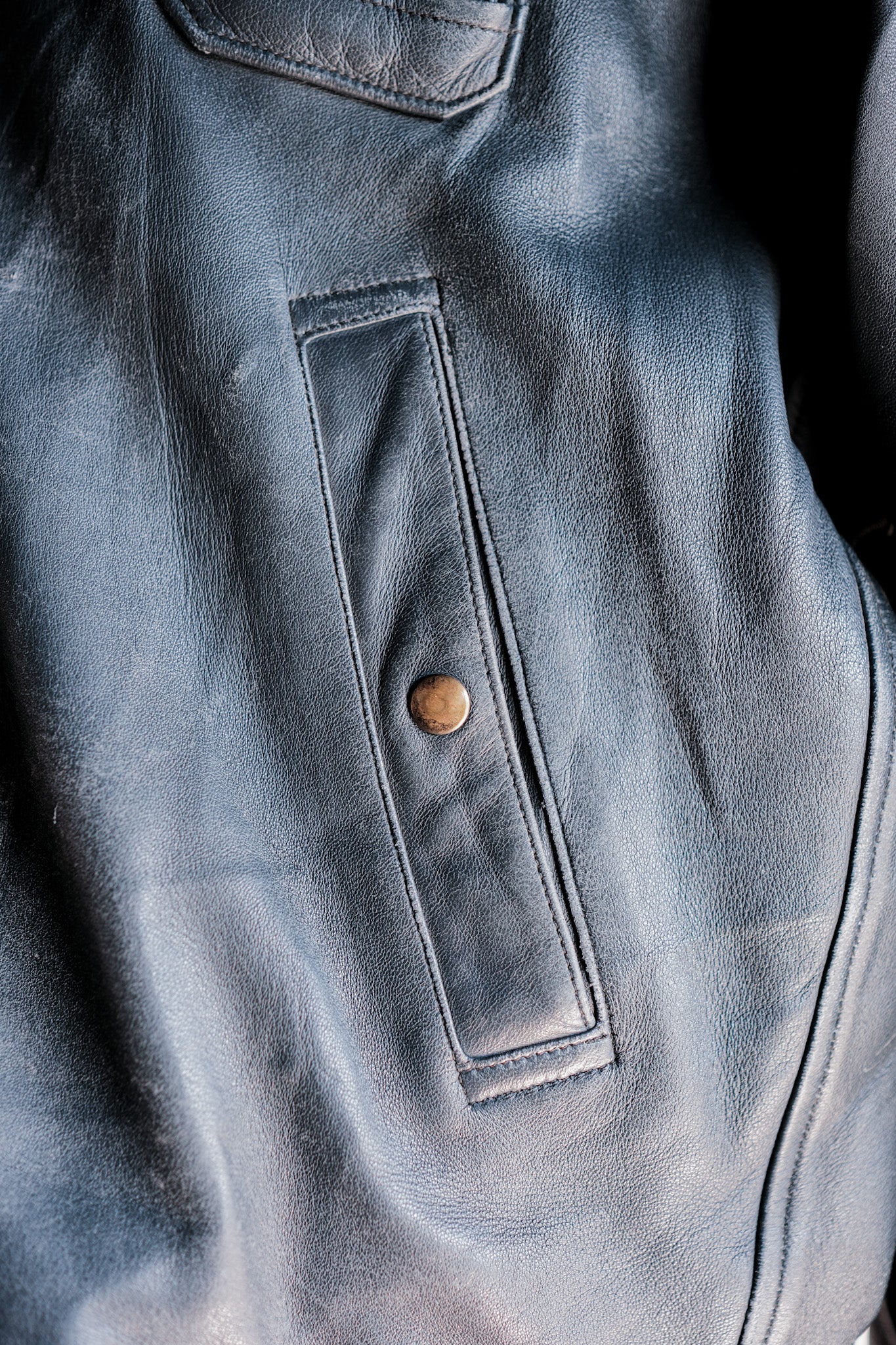 【~70's】French Air Force Pilot Leather Jacket With Chin Strap & Liner Size.104L