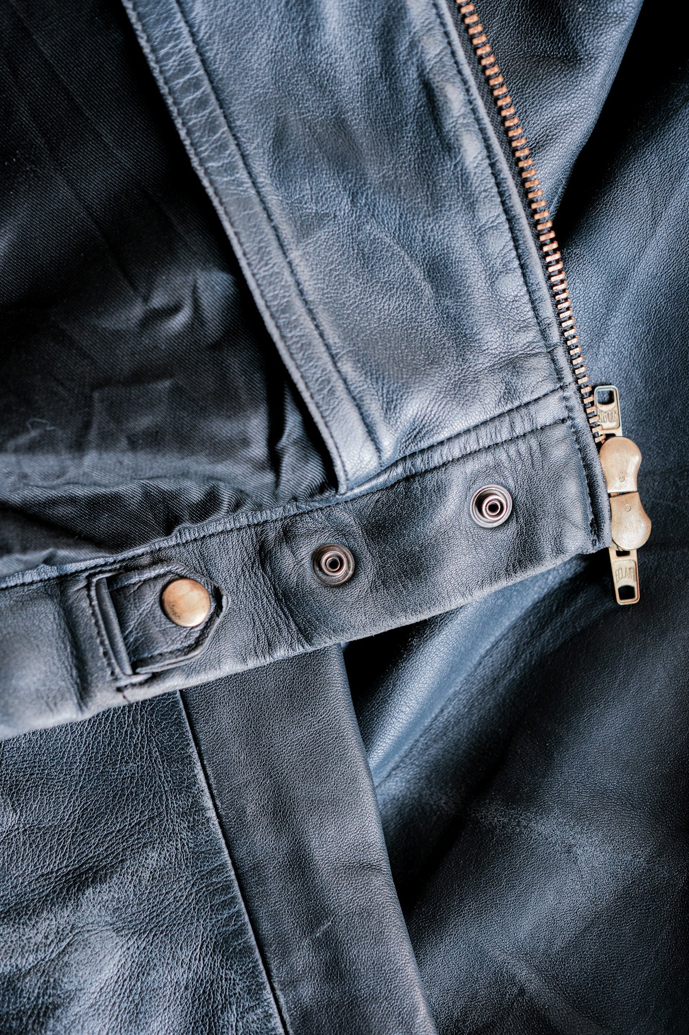 【~70's】French Air Force Pilot Leather Jacket With Chin Strap & Liner Size.104L