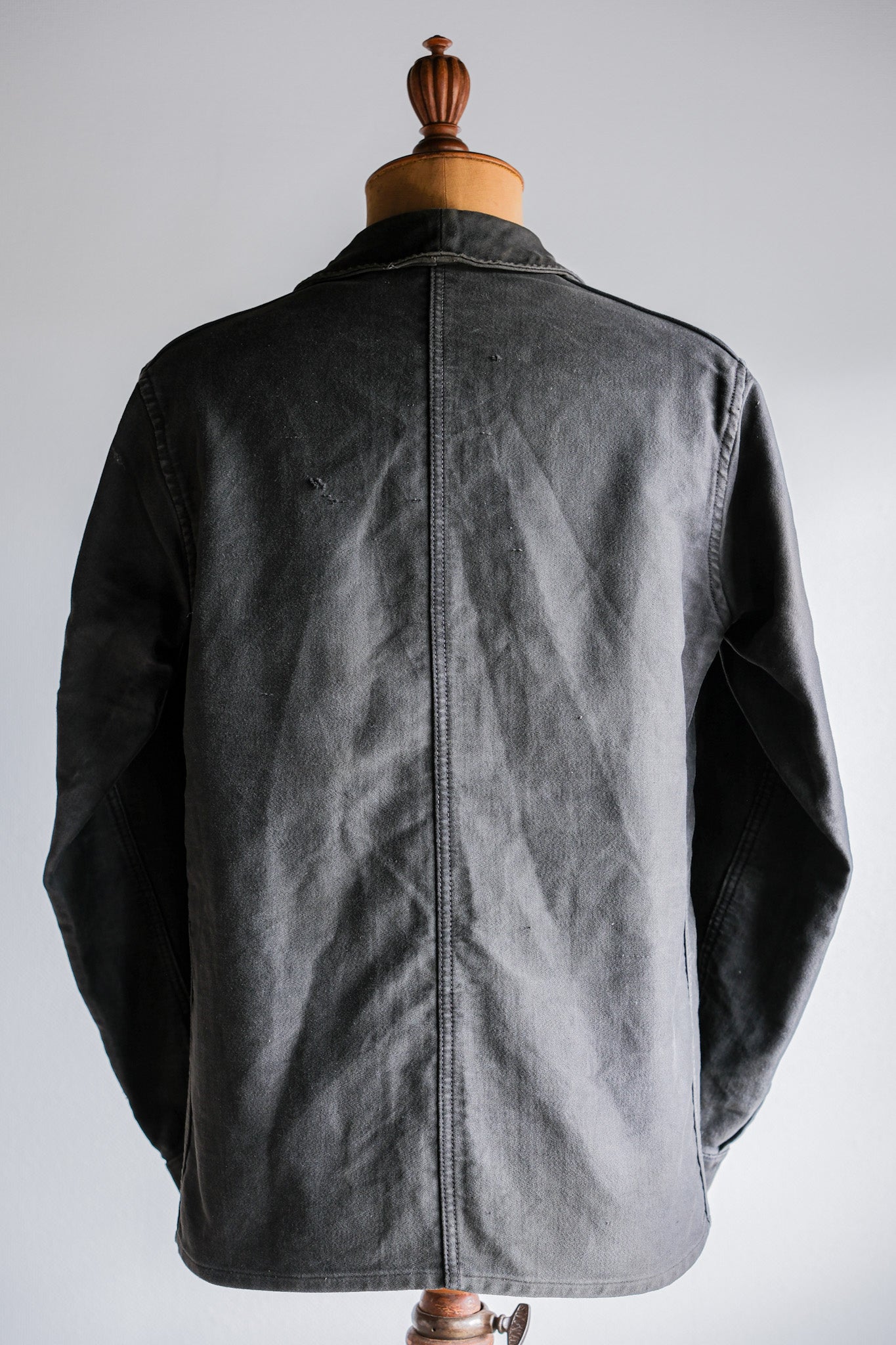 【~40's】French Vintage Black Moleskin Work Jacket "Adolphe Lafont"
