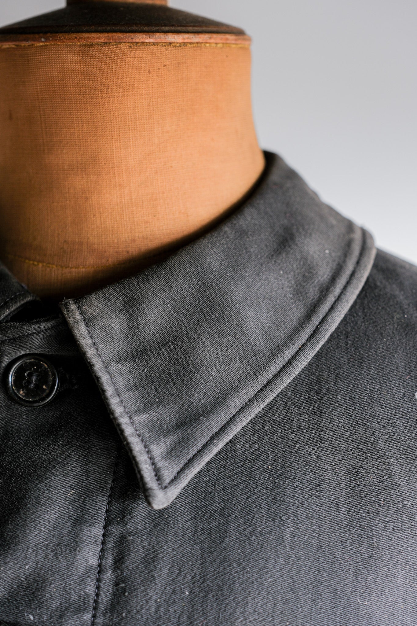 【~40's】French Vintage Black Moleskin Work Jacket "Adolphe Lafont"