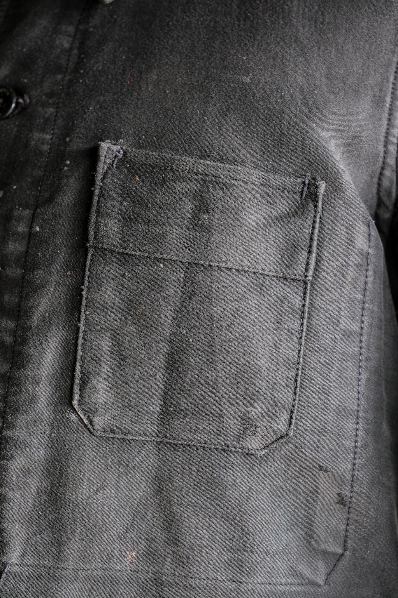 【~40's】French Vintage Black Moleskin Work Jacket "Adolphe Lafont"