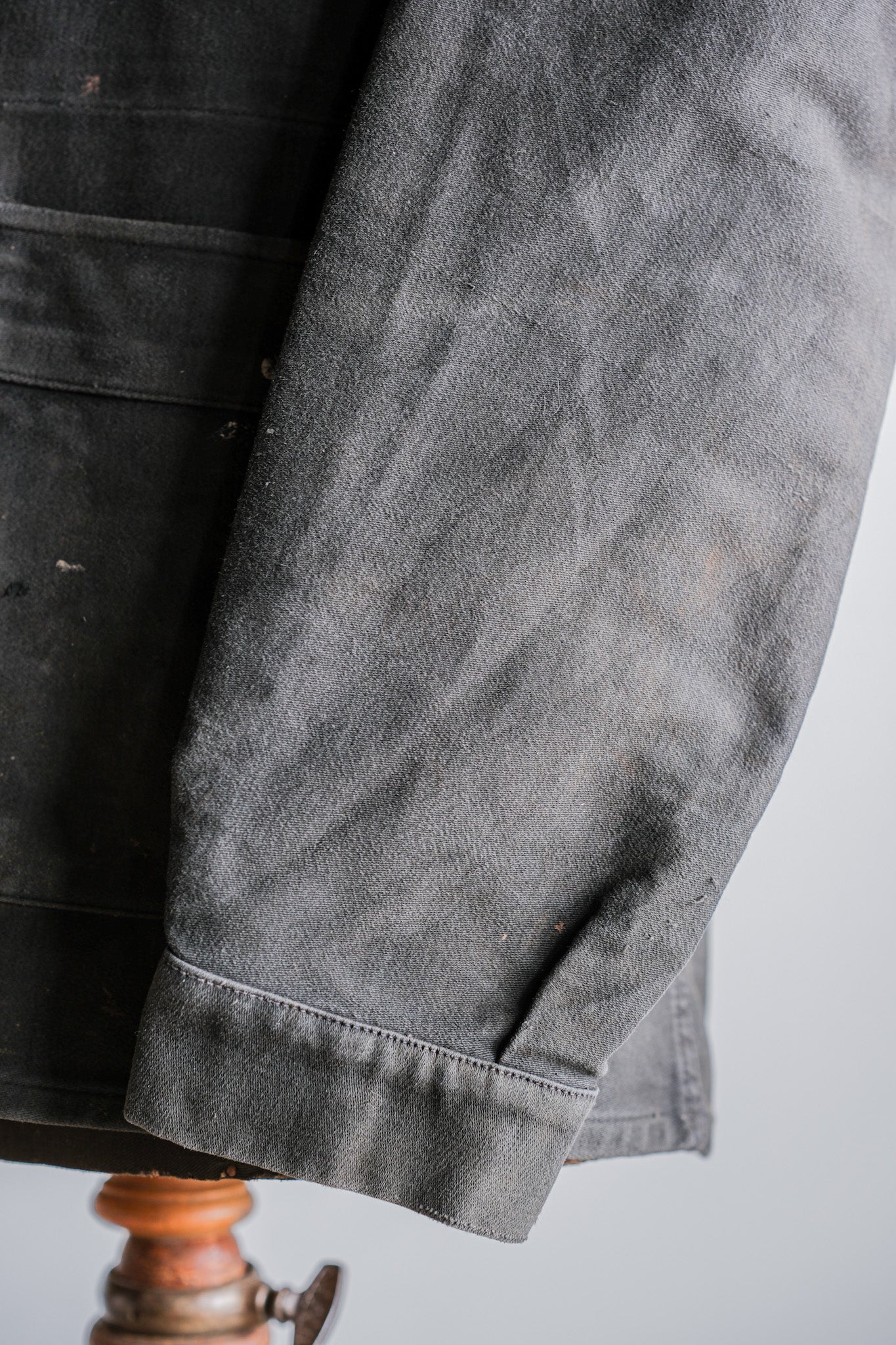 【~40's】French Vintage Black Moleskin Work Jacket "Adolphe Lafont"