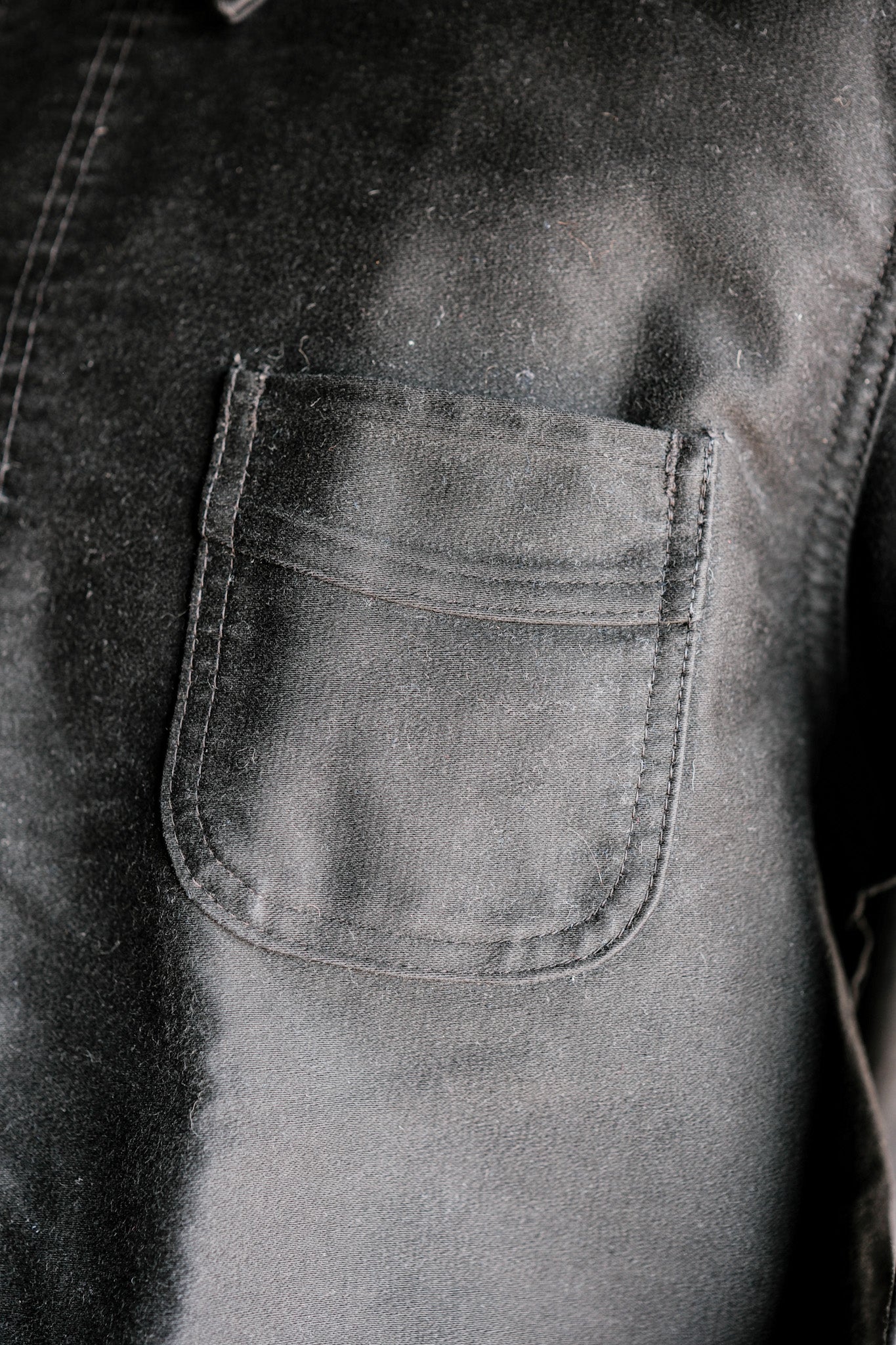 【~50’s】French Vintage Black Moleskin Work Jacket Size.50 "Le Mont St. Michel"