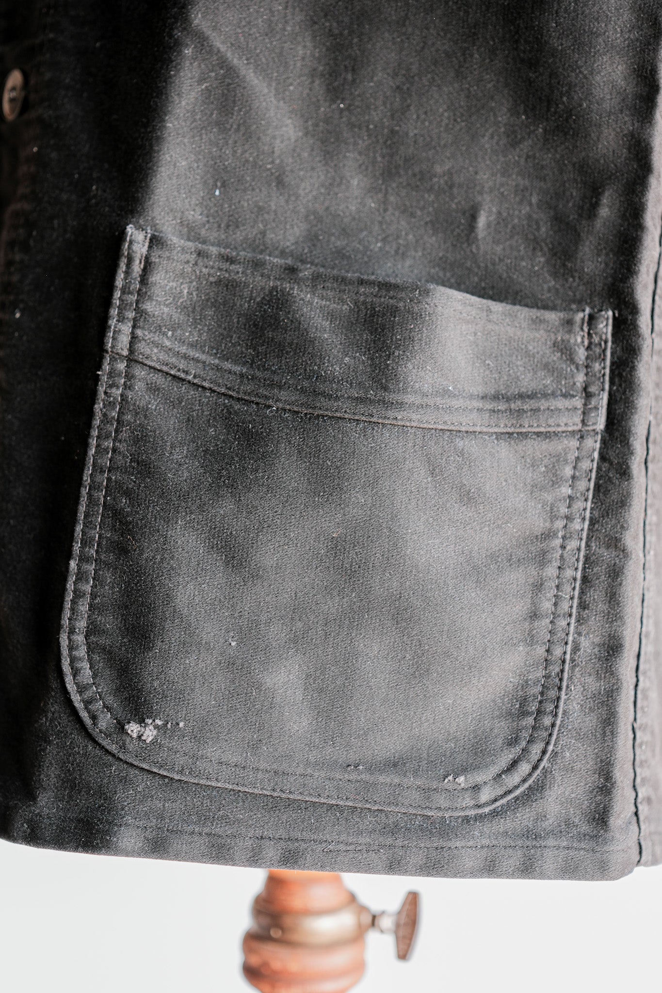 【~50’s】French Vintage Black Moleskin Work Jacket Size.50 "Le Mont St. Michel"