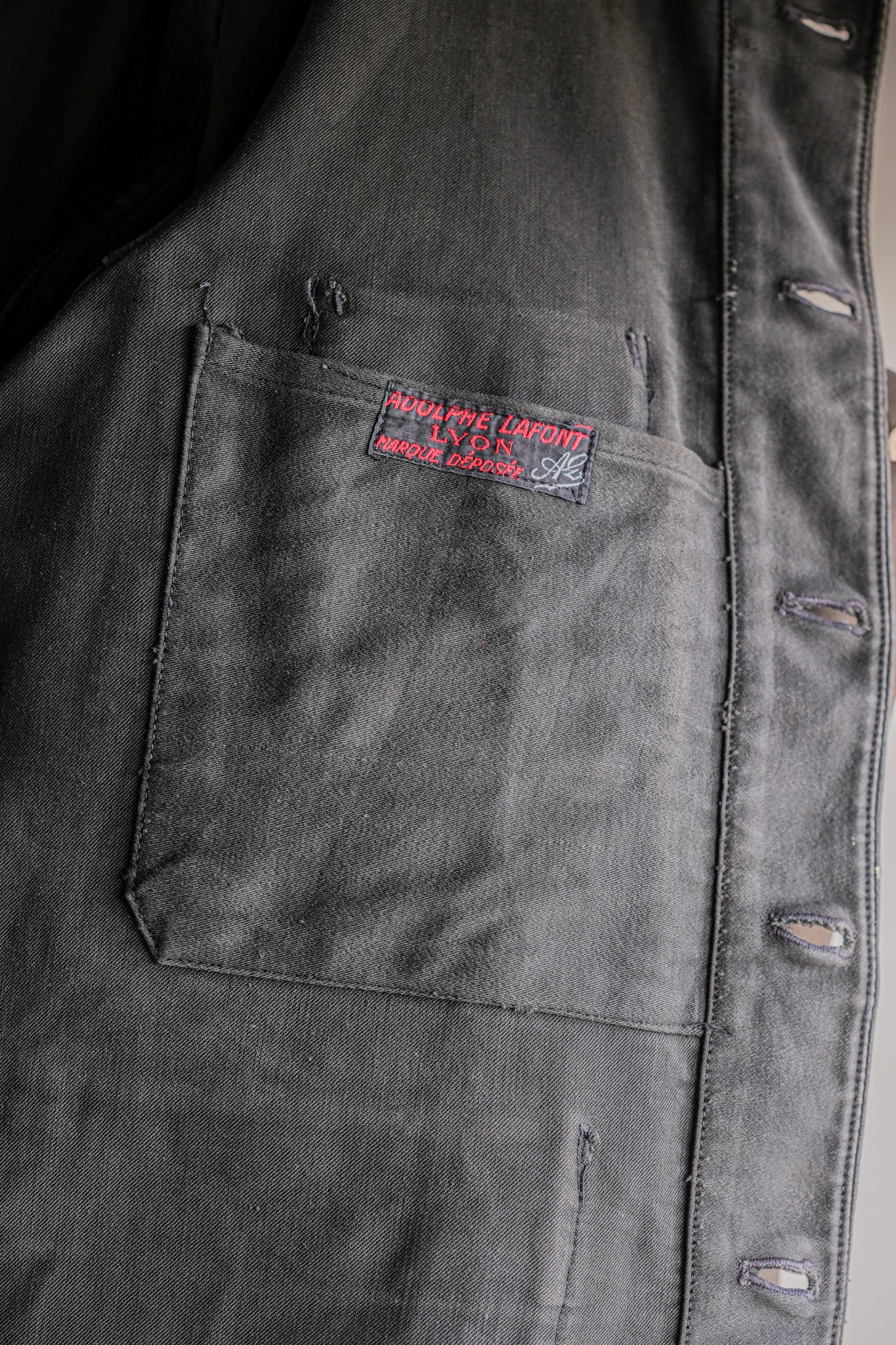 【~40's】French Vintage Black Moleskin Work Jacket "Adolphe Lafont"