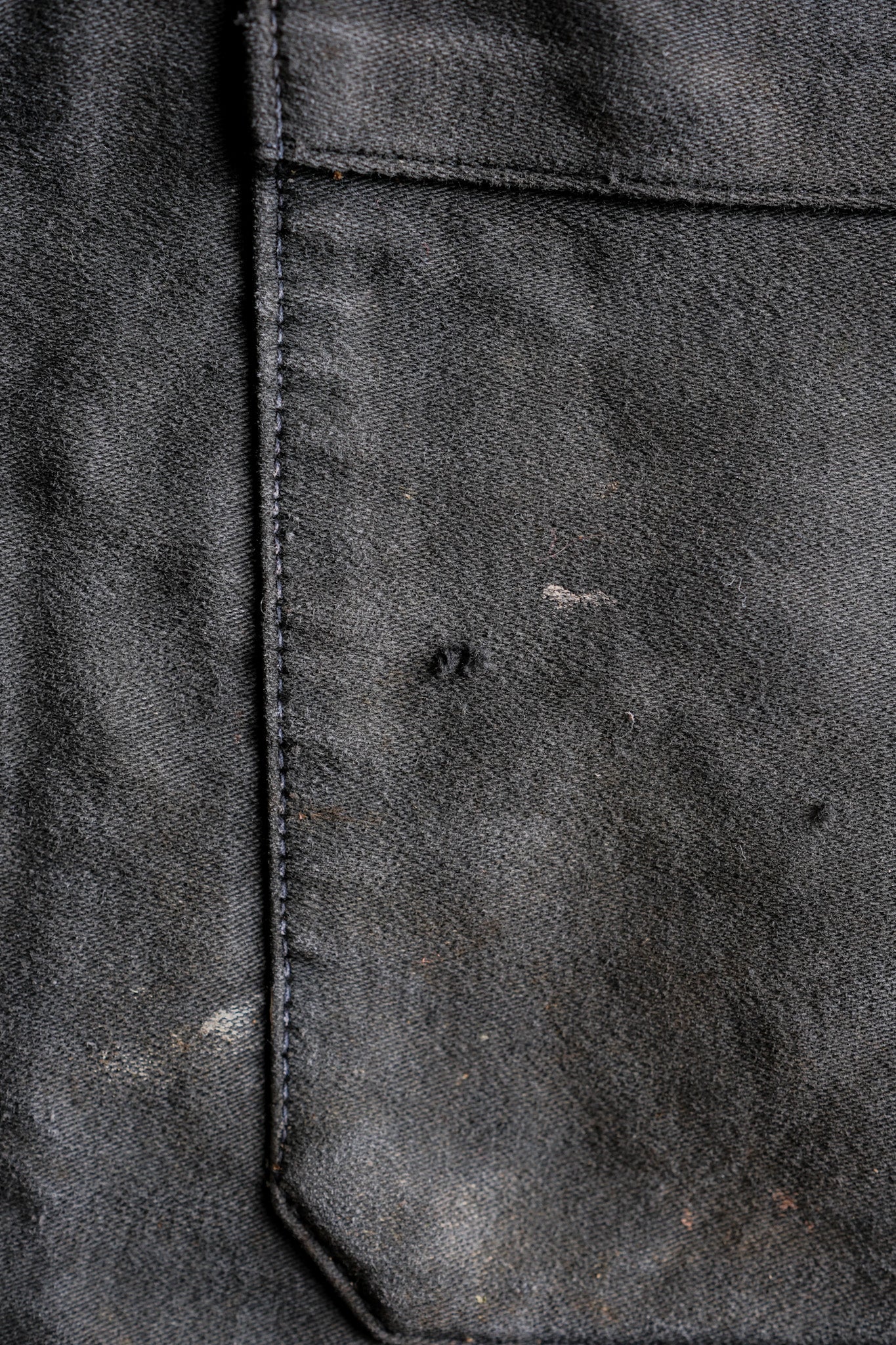 【~40's】French Vintage Black Moleskin Work Jacket "Adolphe Lafont"