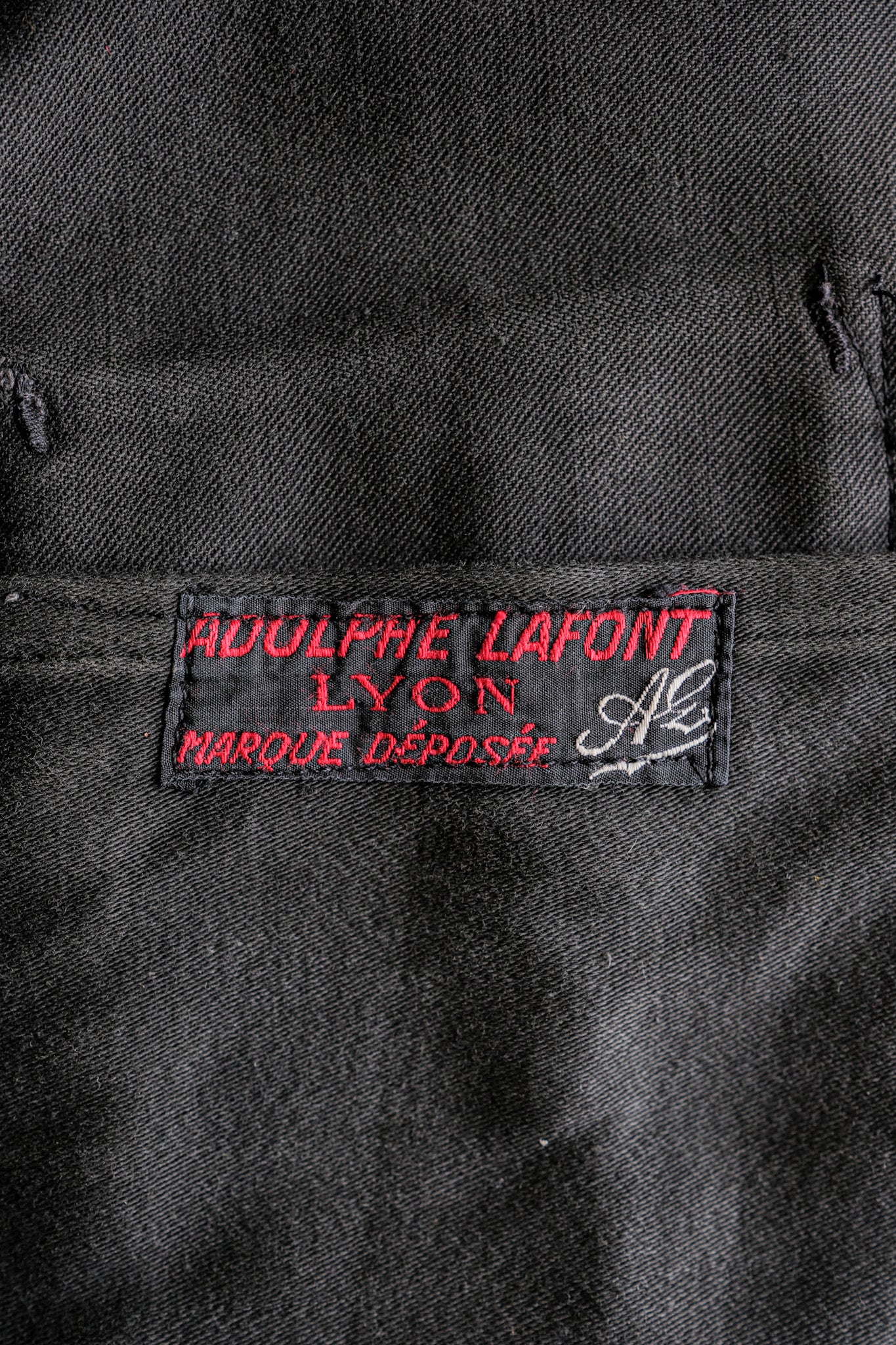 【~40's】French Vintage Black Moleskin Work Jacket "Adolphe Lafont"