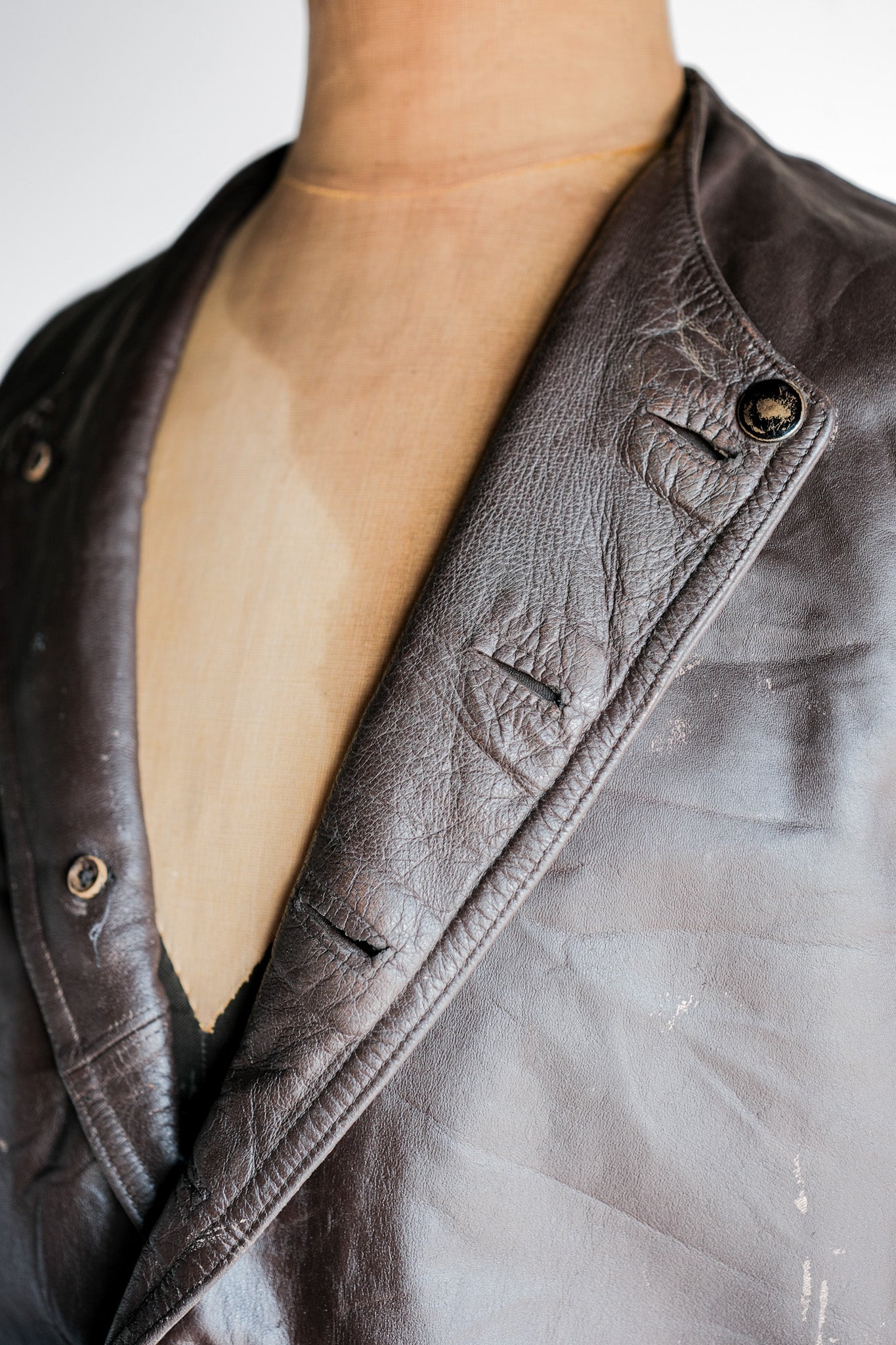 【~40's】French Army Cavalier Leather Vest "Modified"
