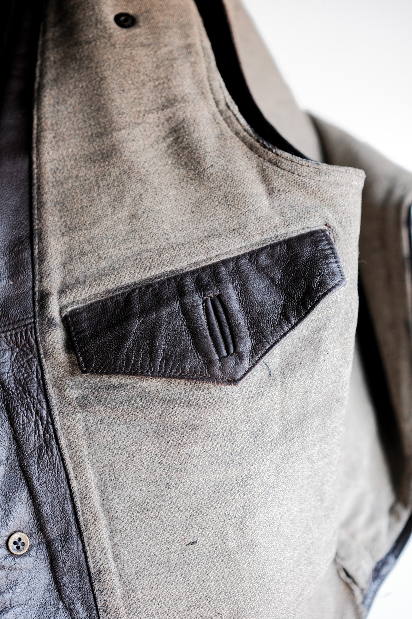 【~40's】French Army Cavalier Leather Vest "Modified"