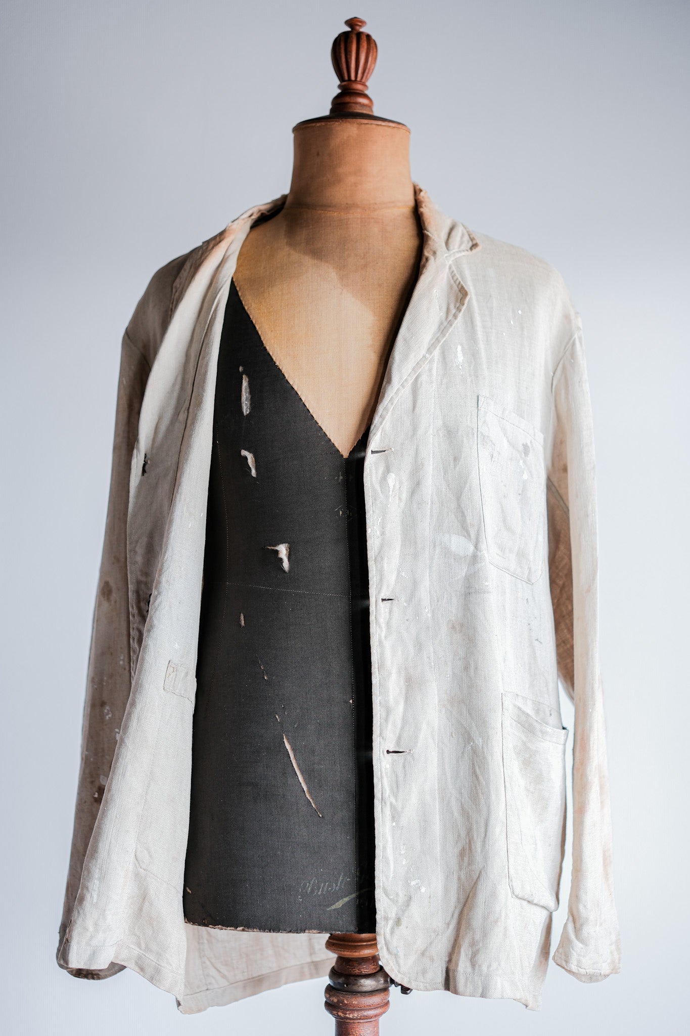 【~40's】British Vintage Irish Linen Lapel Work Jacket "Boro"