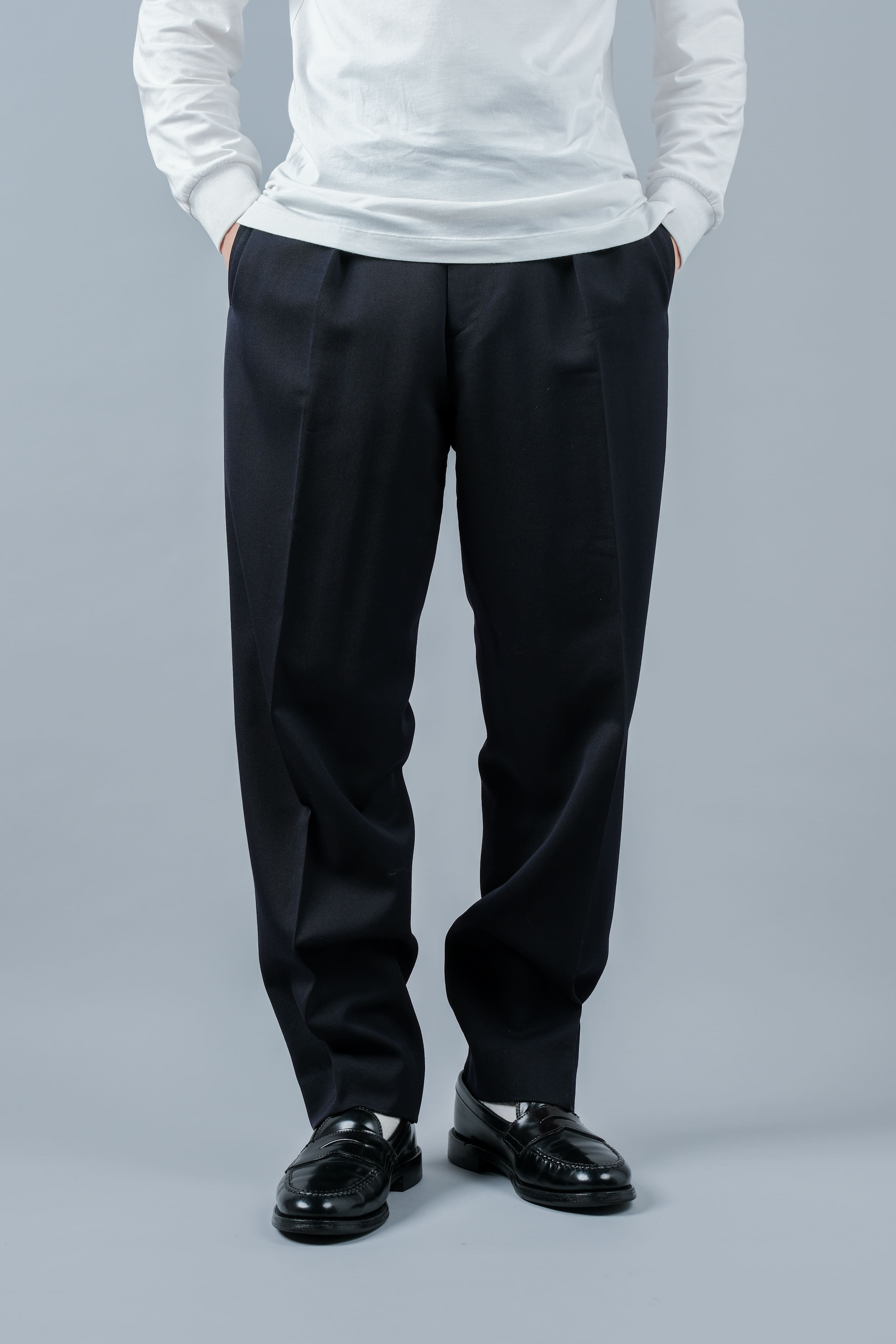 【~90's】Italian Vintage 1 Tuck Wool Gabardine Trousers Size.50