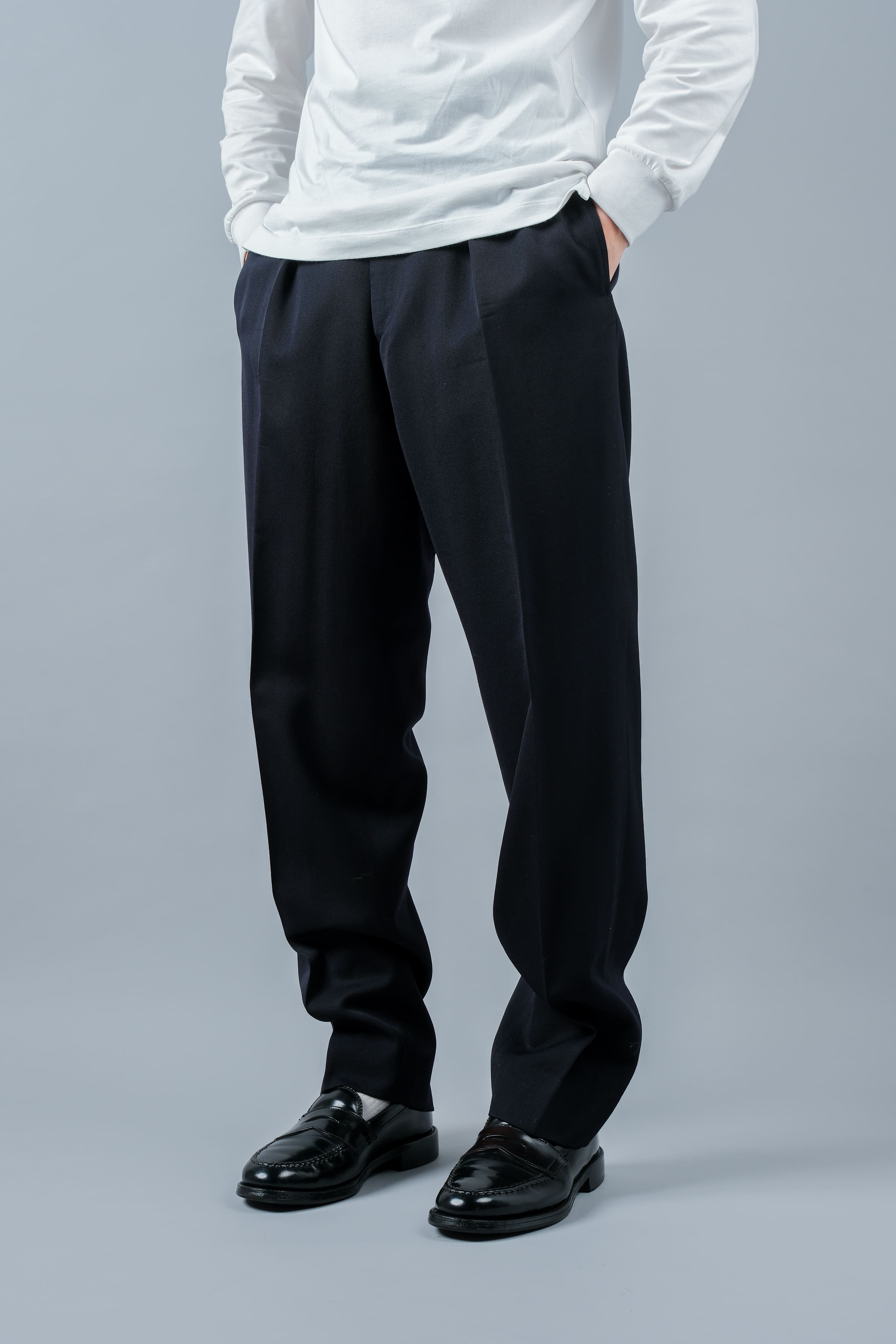 【~90's】Italian Vintage 1 Tuck Wool Gabardine Trousers Size.50