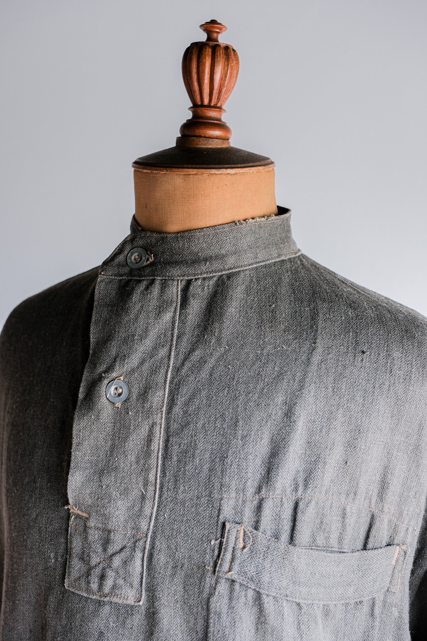 【~40's】WWⅡ German Navy Gray Drillich HBT Linen Work Smock "Unusual Color" "Kriegsmarine"