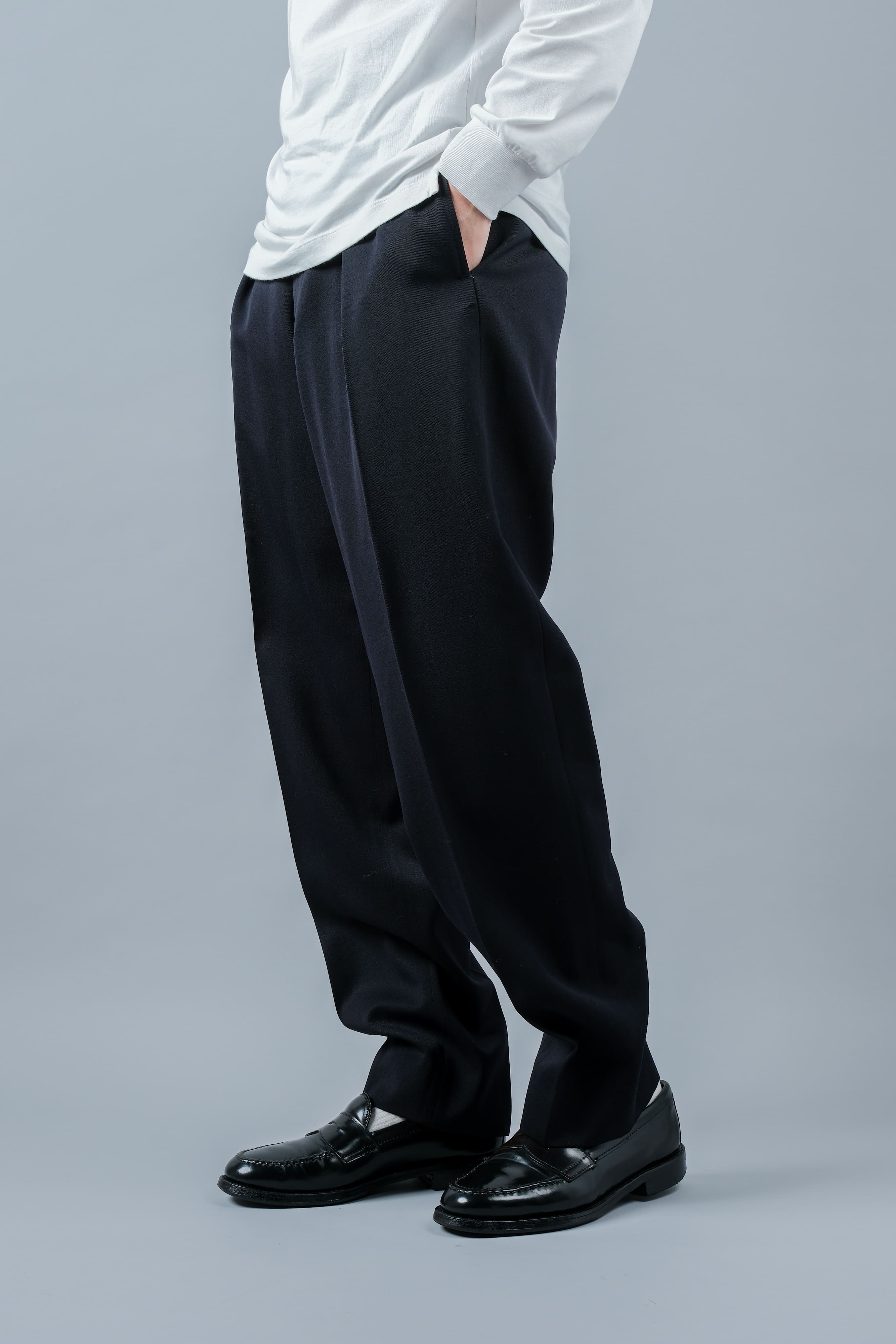 【~90's】Italian Vintage 1 Tuck Wool Gabardine Trousers Size.50