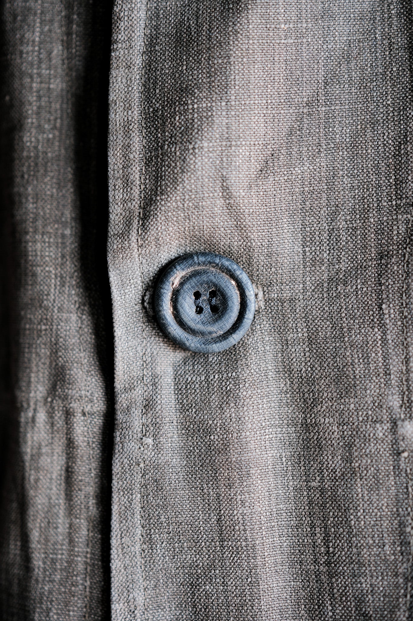 【~20's】French Vintage Linen Canvas Hunting Jacket With Chin Strap