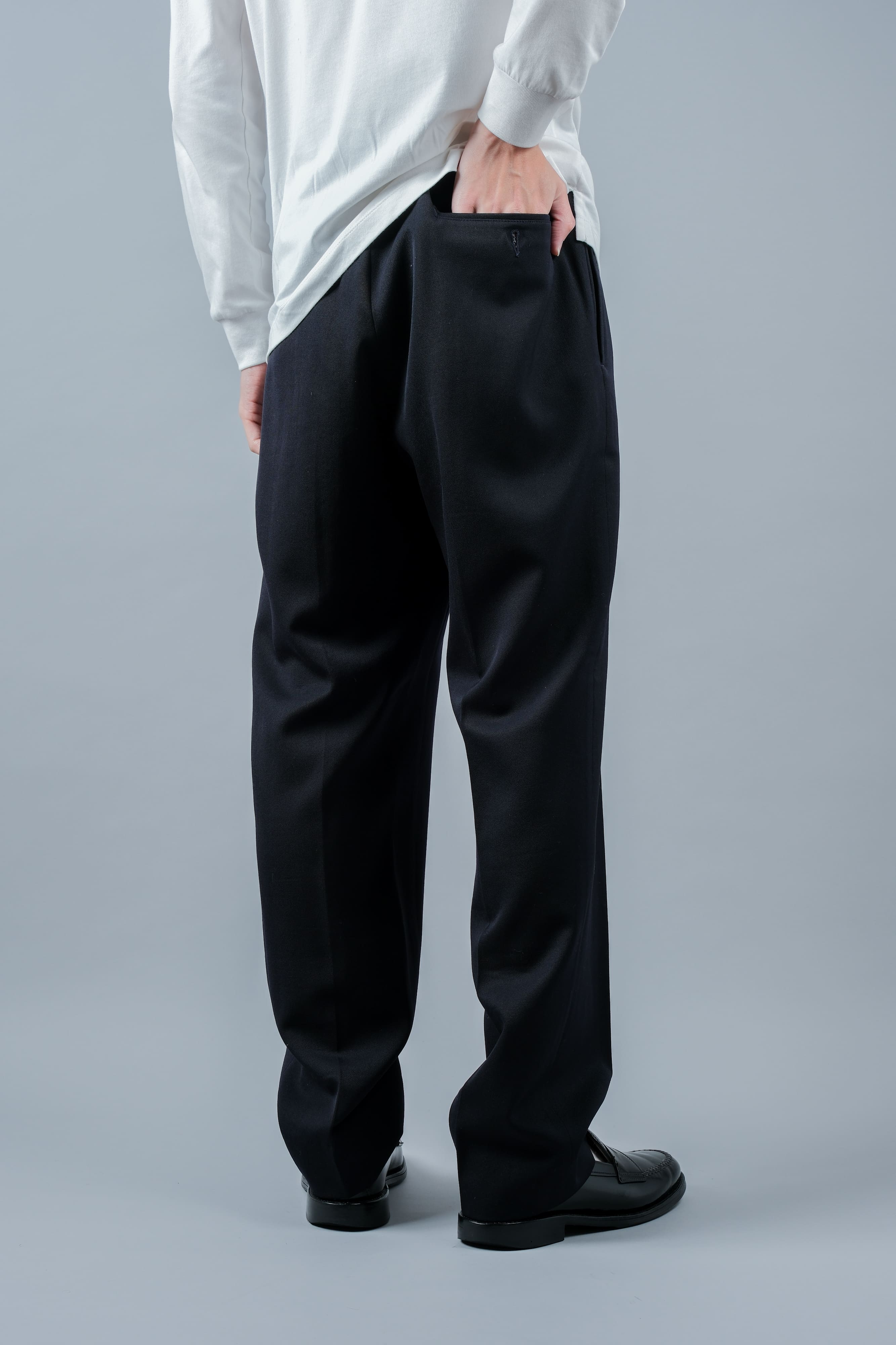 【~90's】Italian Vintage 1 Tuck Wool Gabardine Trousers Size.50