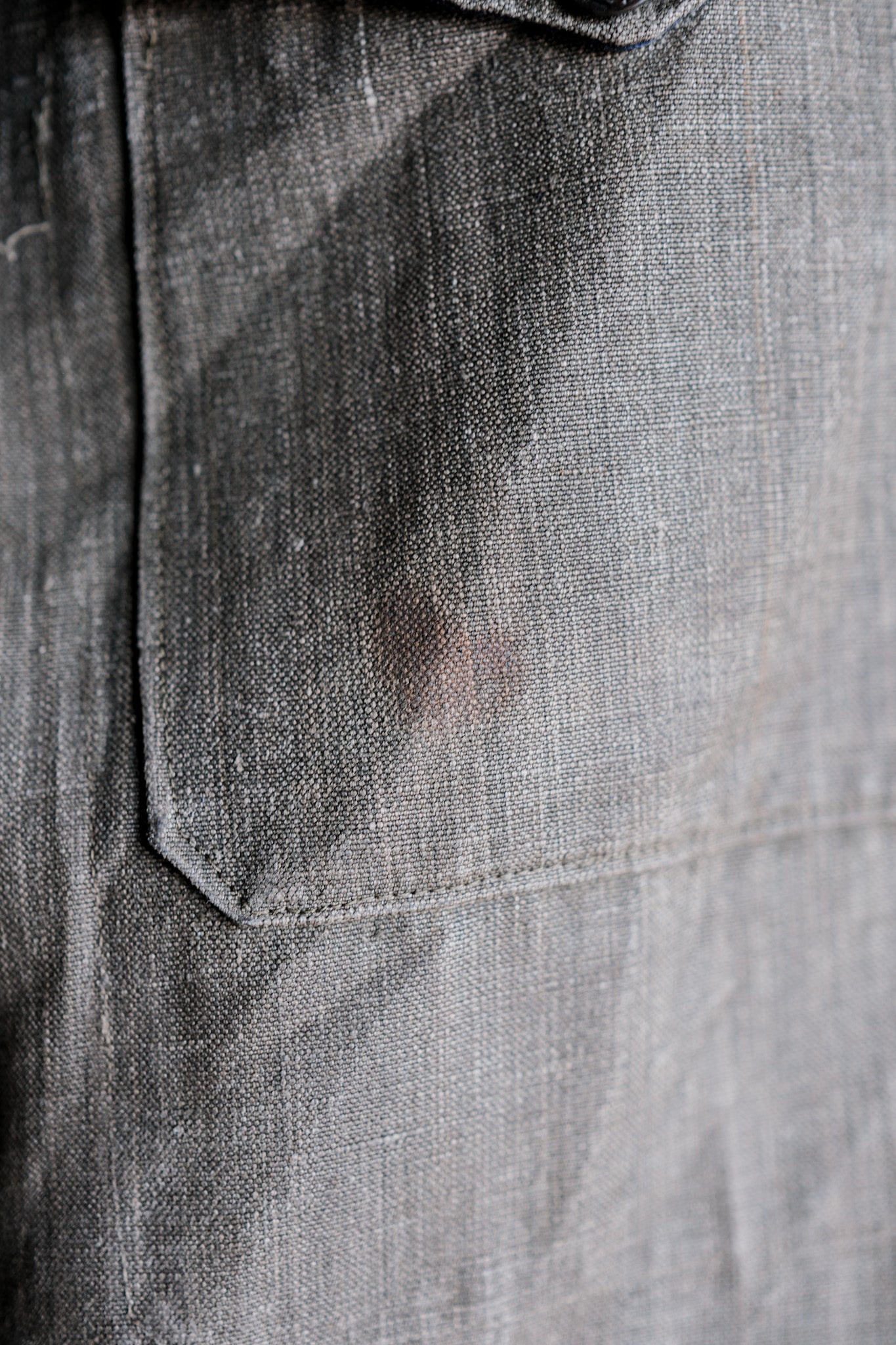 【~20's】French Vintage Linen Canvas Hunting Jacket With Chin Strap