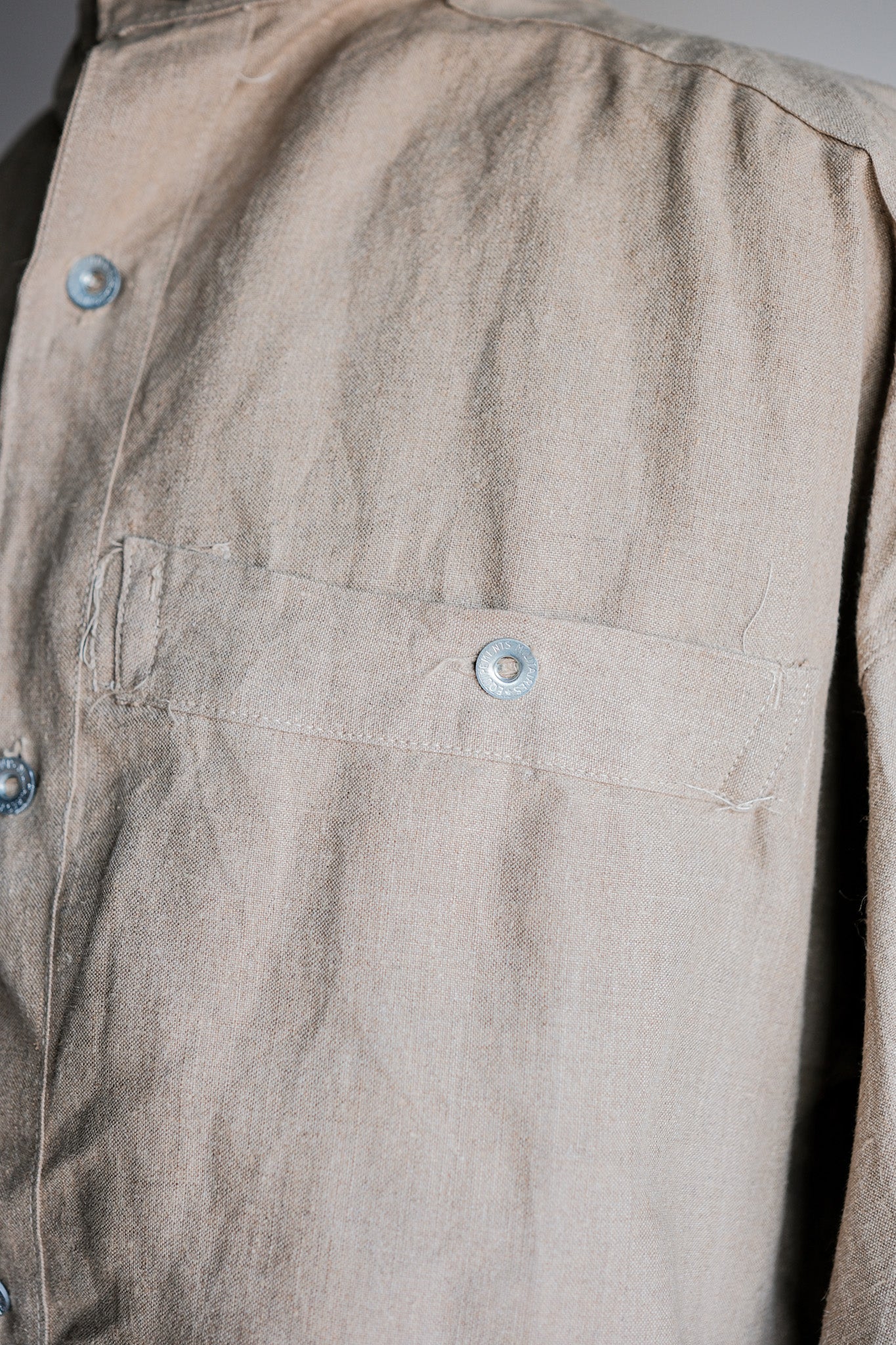 【~30's】French Army Bourgeron Linen Jacket Size.2 "Full Open Type"