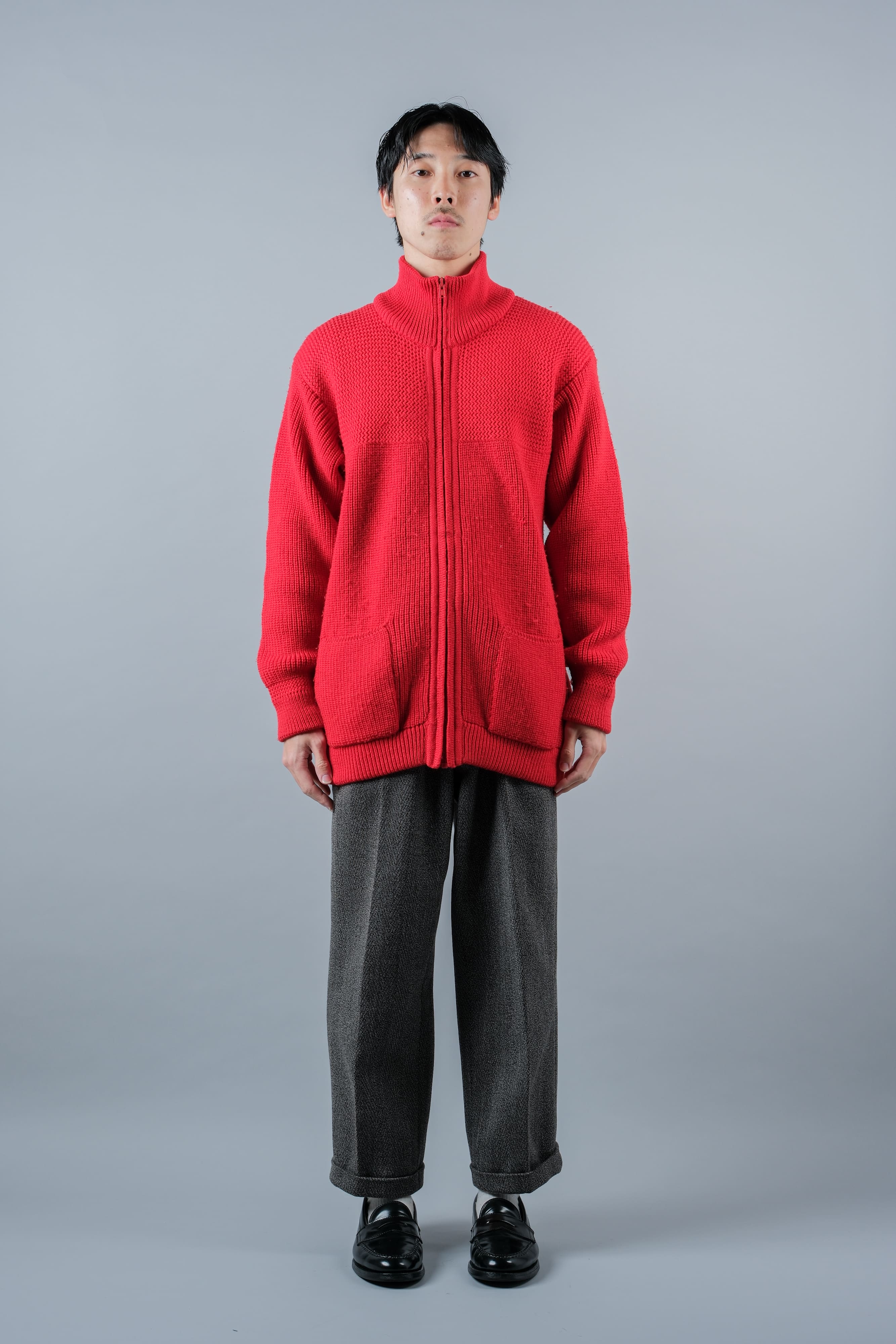 【~80's】Italian Vintage Wool Drivers Knit Size.50