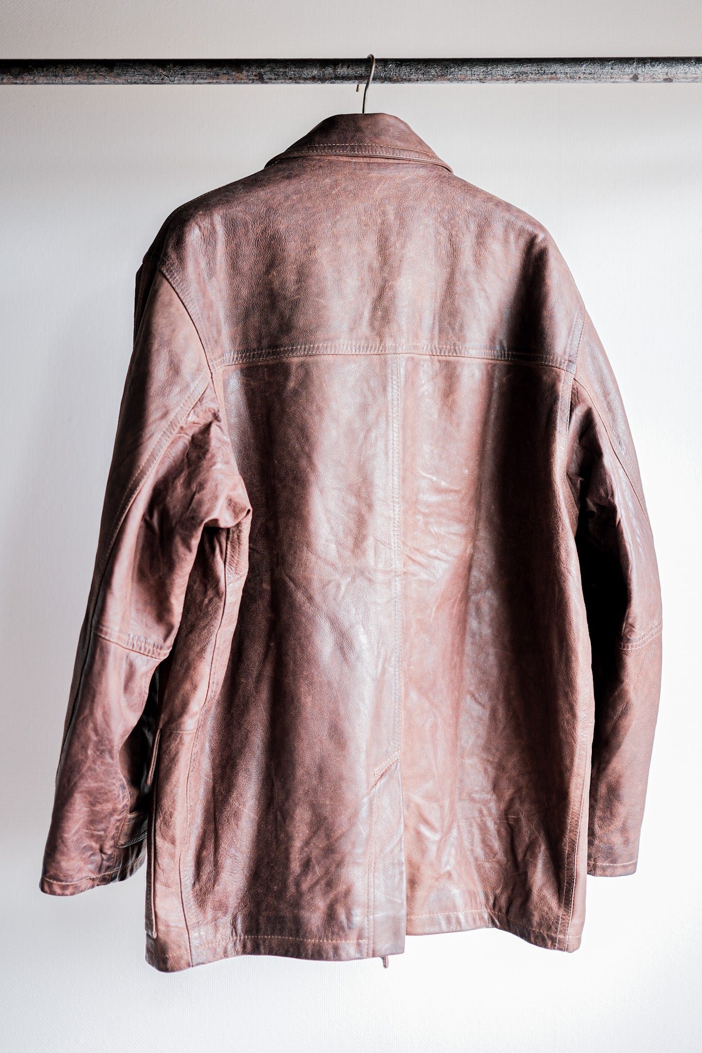 【~80's】Italian Vintage Double Breasted Leather Jacket Size.52