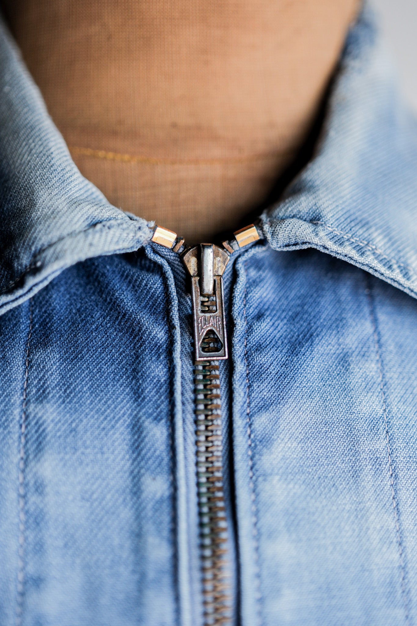 【~50’s】French Vintage Blue Cotton Twill Cyclist Jacket "Adolphe Lafont"