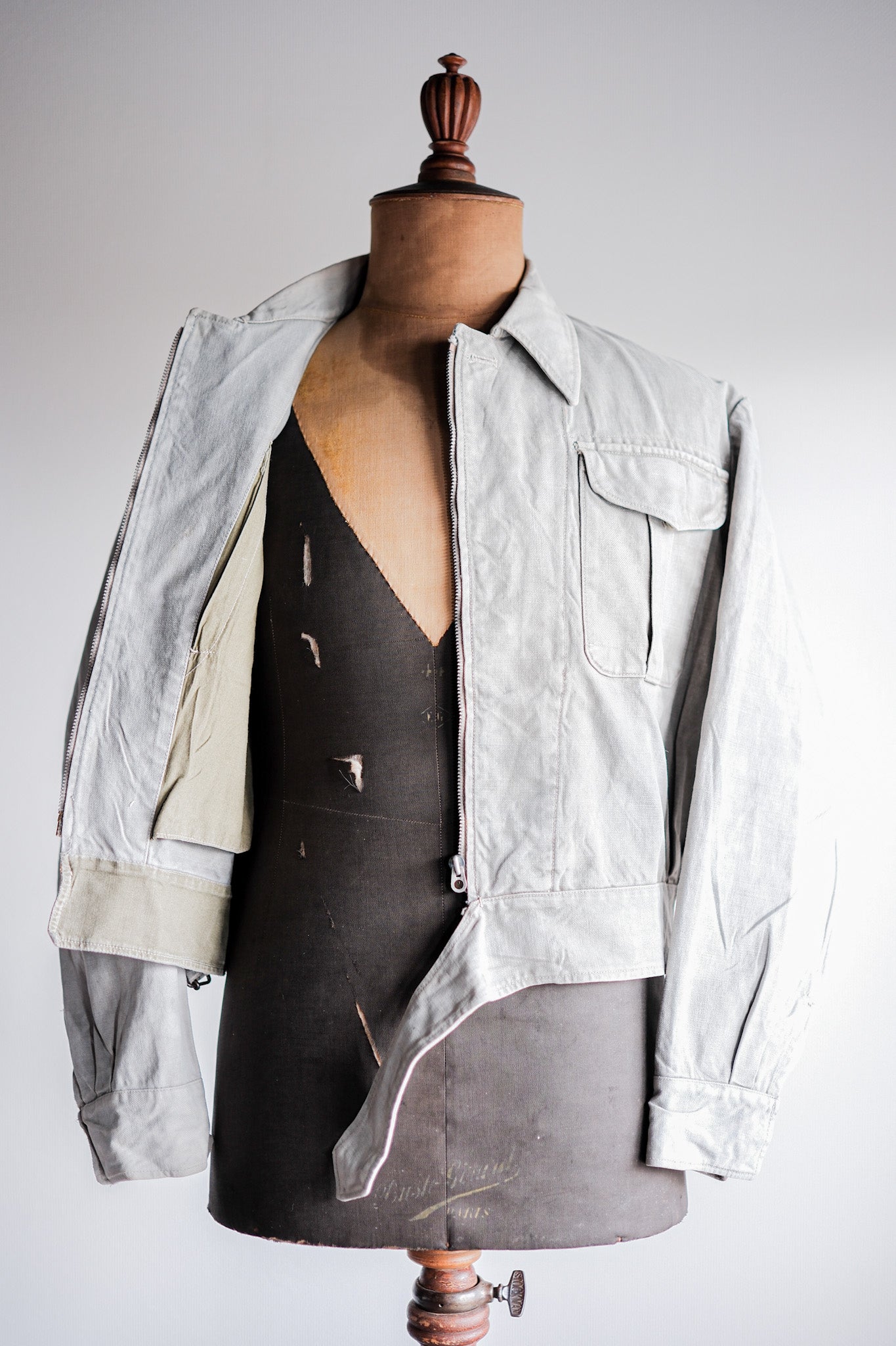 [~ 40) 프랑스 군대 M44 배틀 드레스 재킷 크기 .42 "수정"