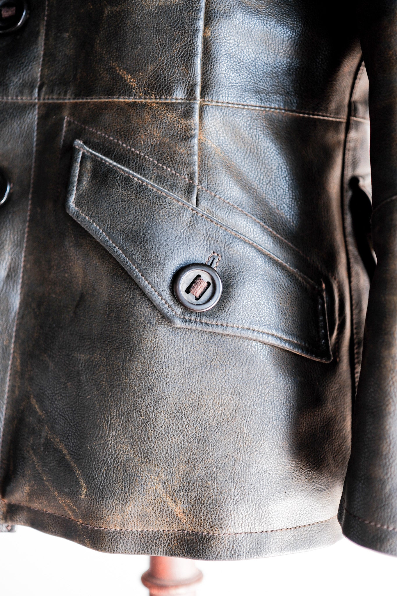 【~90’s】Old ARMANI JEANS M-59 Type PVC Leather Jacket