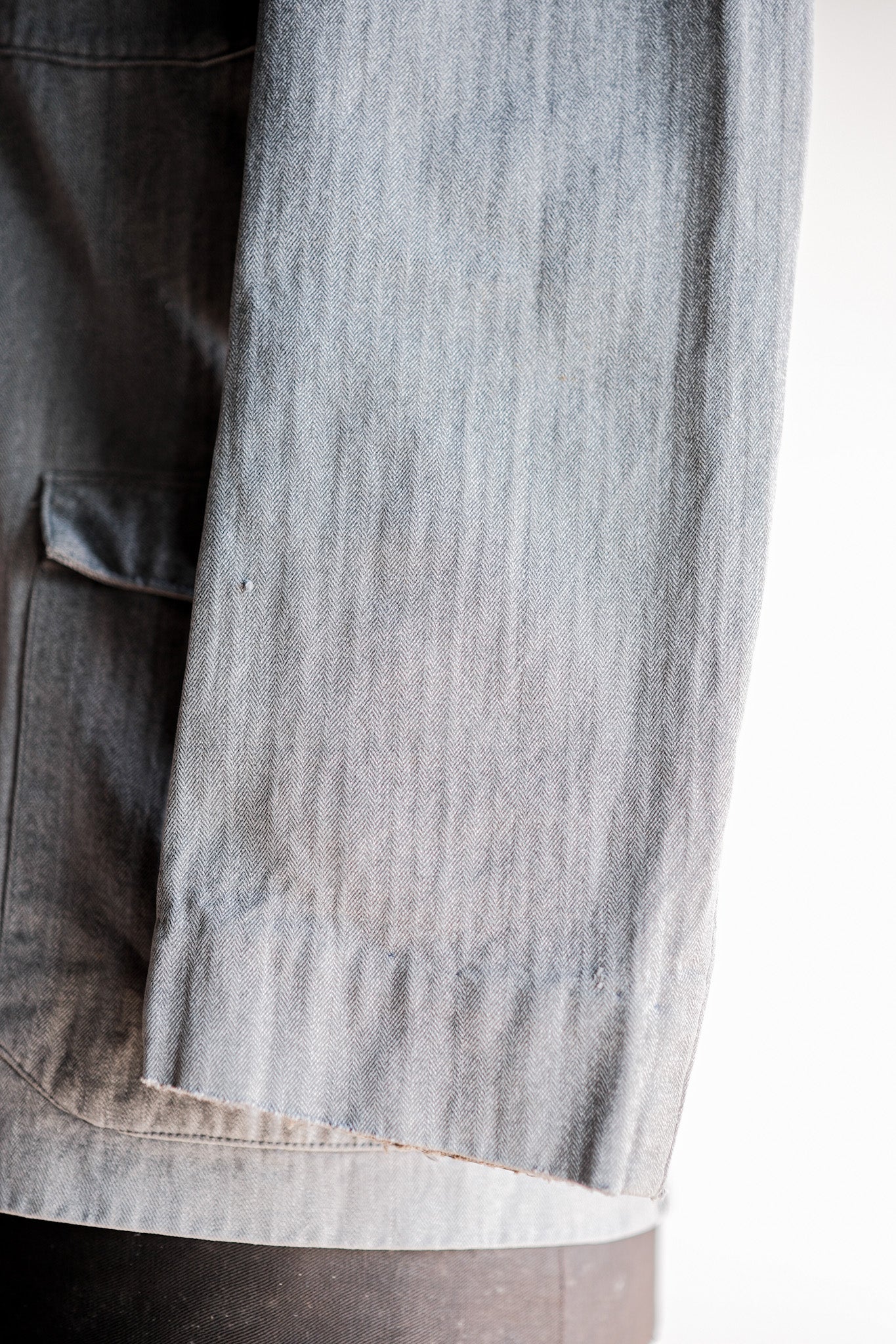【~50's】Europe Vintage Salt & Pepper HBT Cotton Work Jacket "6 Buttons"