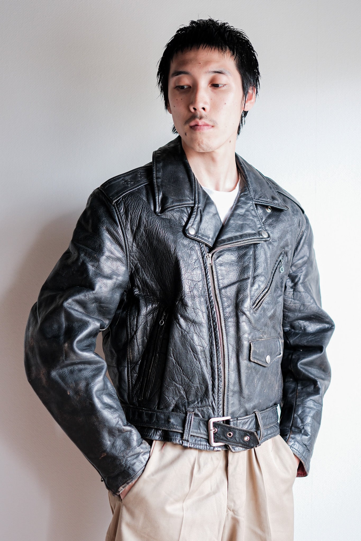 【~50's】American Vintage Two Star Horsehide Motorcycle Leather Jacket "WINDWARD"