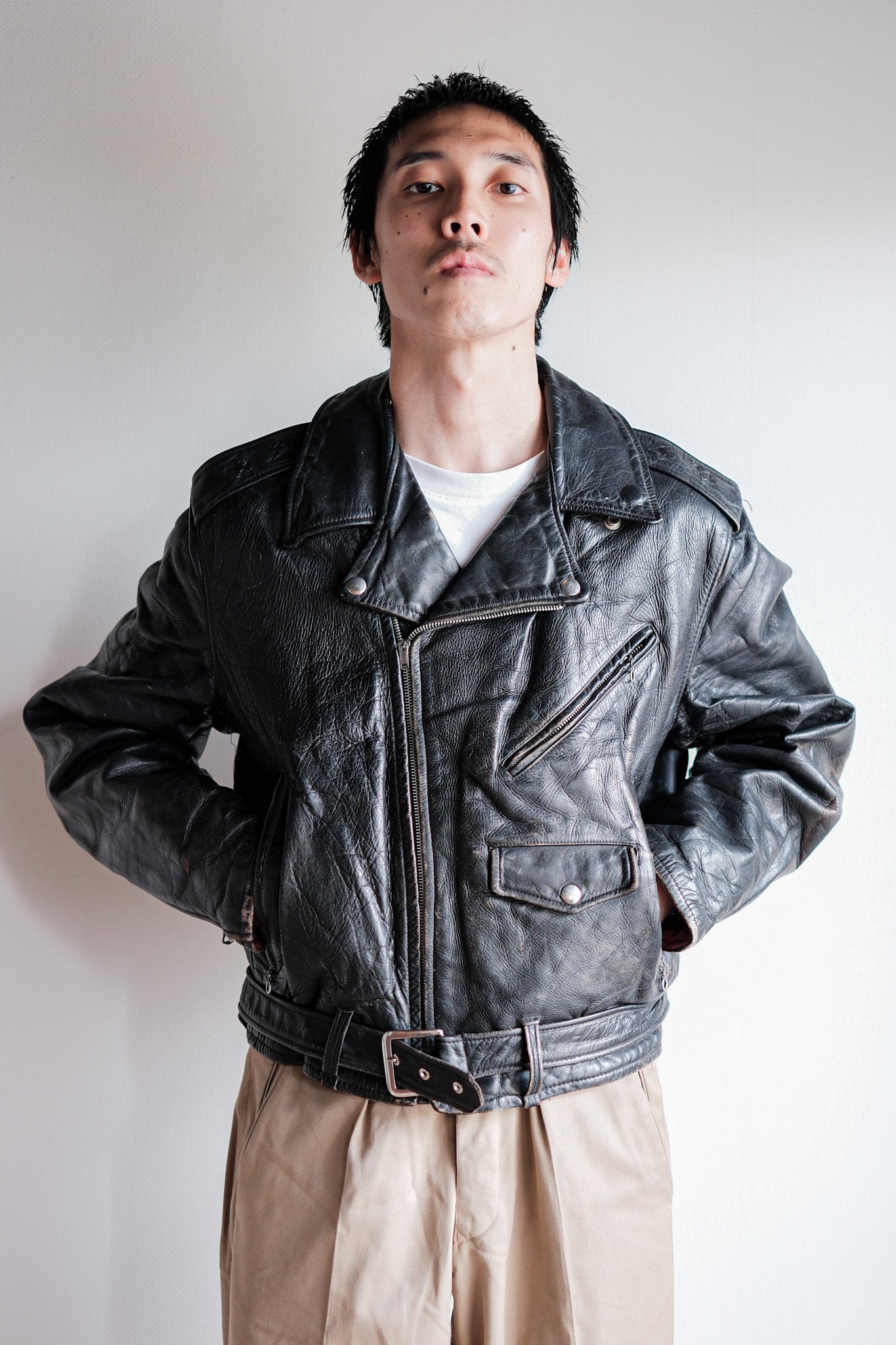【~50's】American Vintage Two Star Horsehide Motorcycle Leather Jacket "WINDWARD"