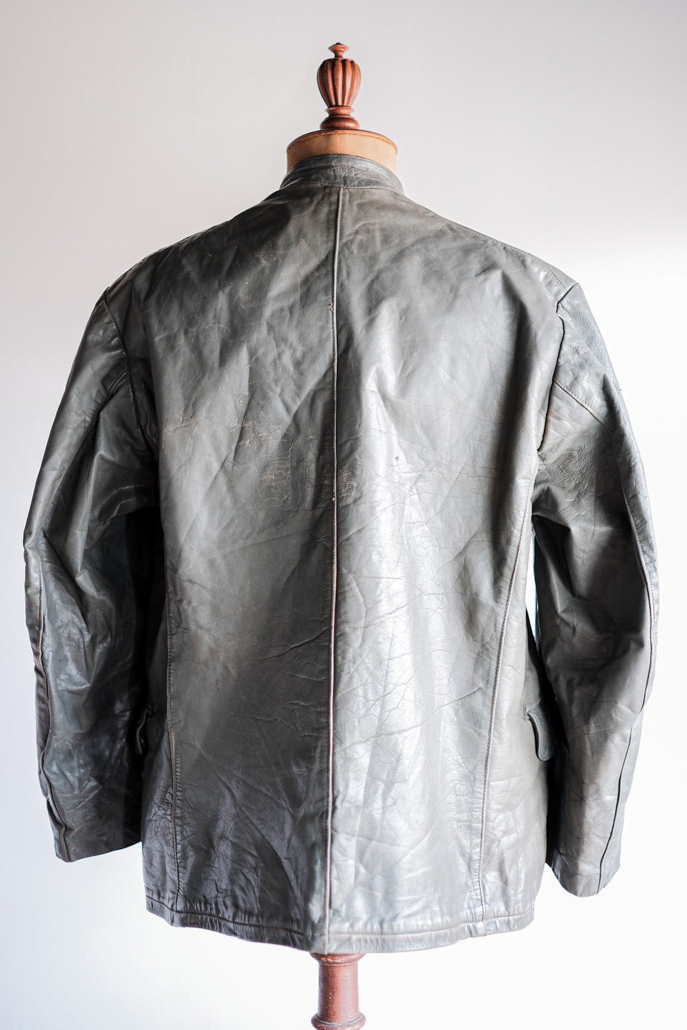 【~40's】WWⅡ+German+Navy+U-Boat+Crew+Gray+Leather+Jacket+"Kriegsmarine"