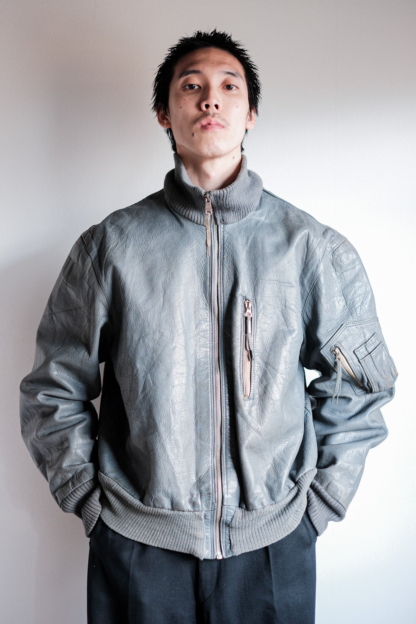 【~70’s】West German Air Force Pilot Leather Jacket Size.13
