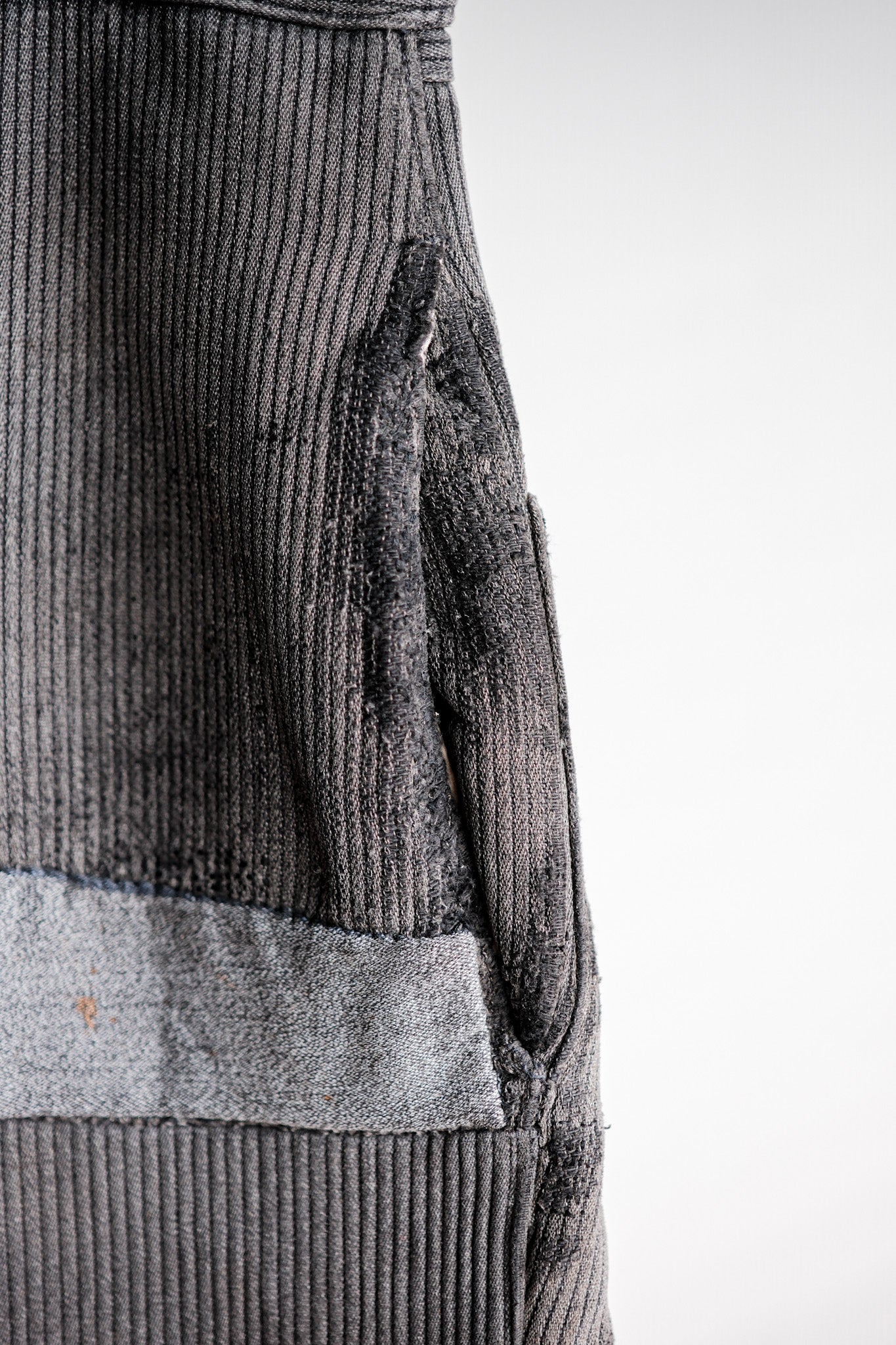 【~40's】French Vintage Gray Cotton Pique Work Pants "Patchwork"