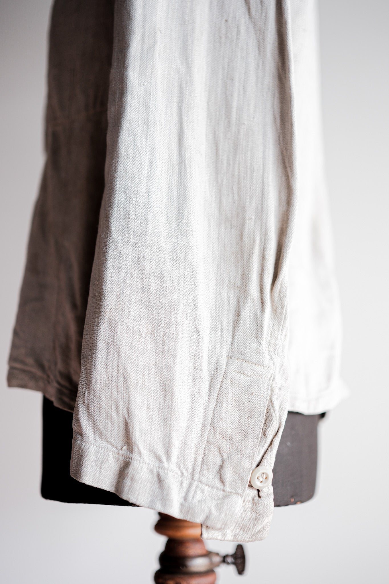 【~40's】German Air Force Drillich HBT Linen Jacket With Chin Strap "Luftwaffe"