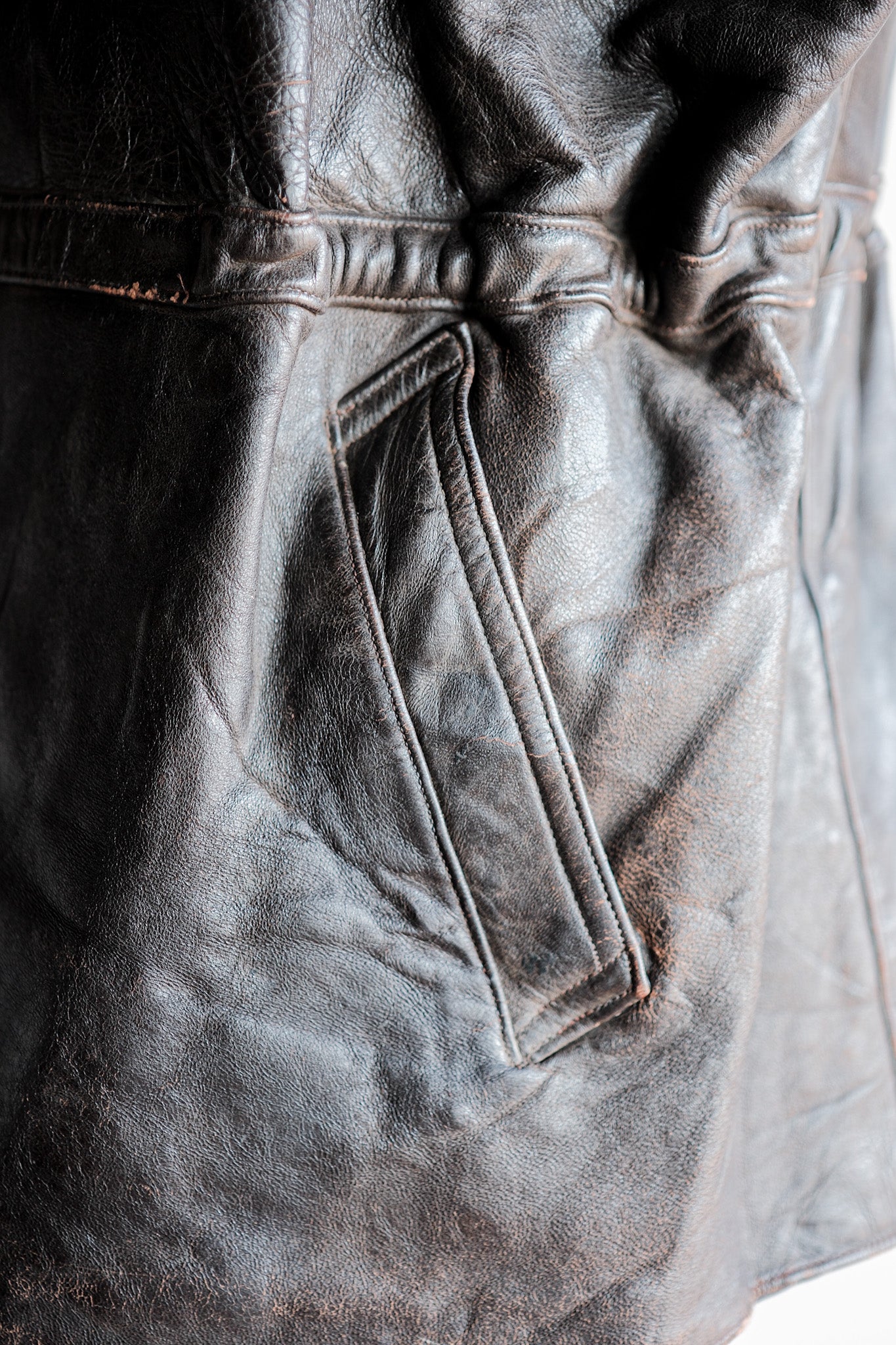 【~50's】French Vintage Cyclist Leather Jacket Size.52 "Adolphe Lafont"