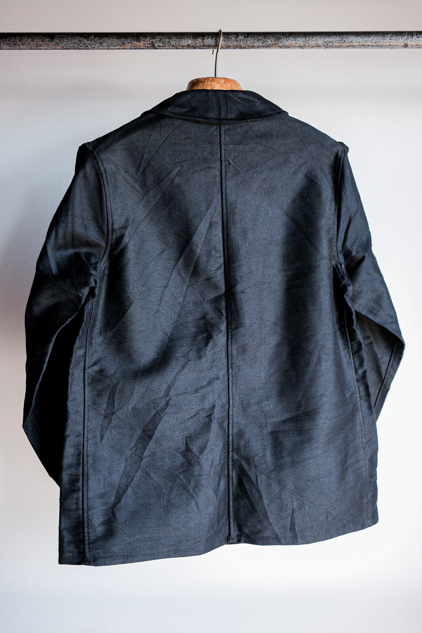 【~40's】French Vintage Black Moleskin Work Jacket "Le Mont St. Michel"