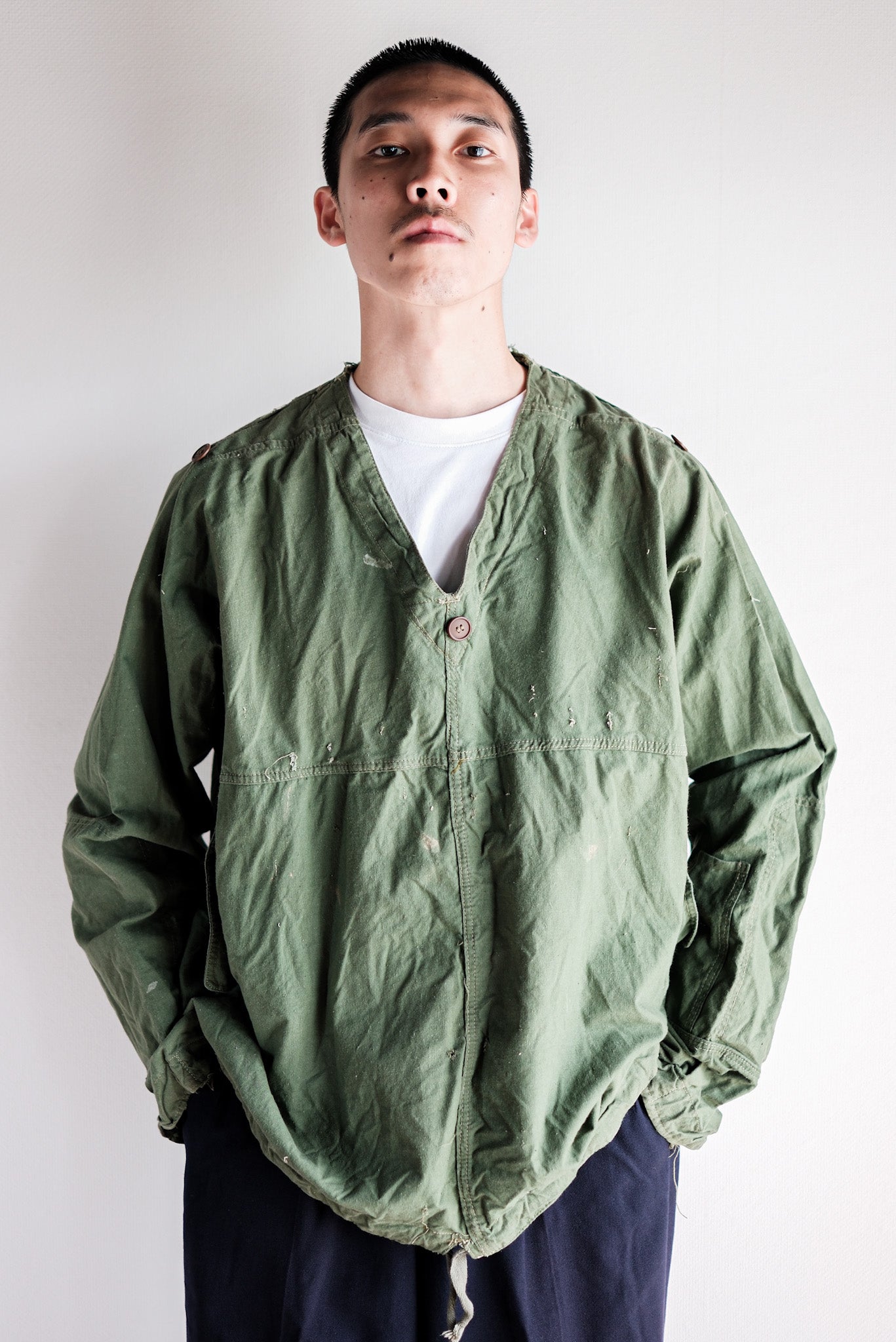 【~50's】Czechoslovakian Army Green Cotton Smock