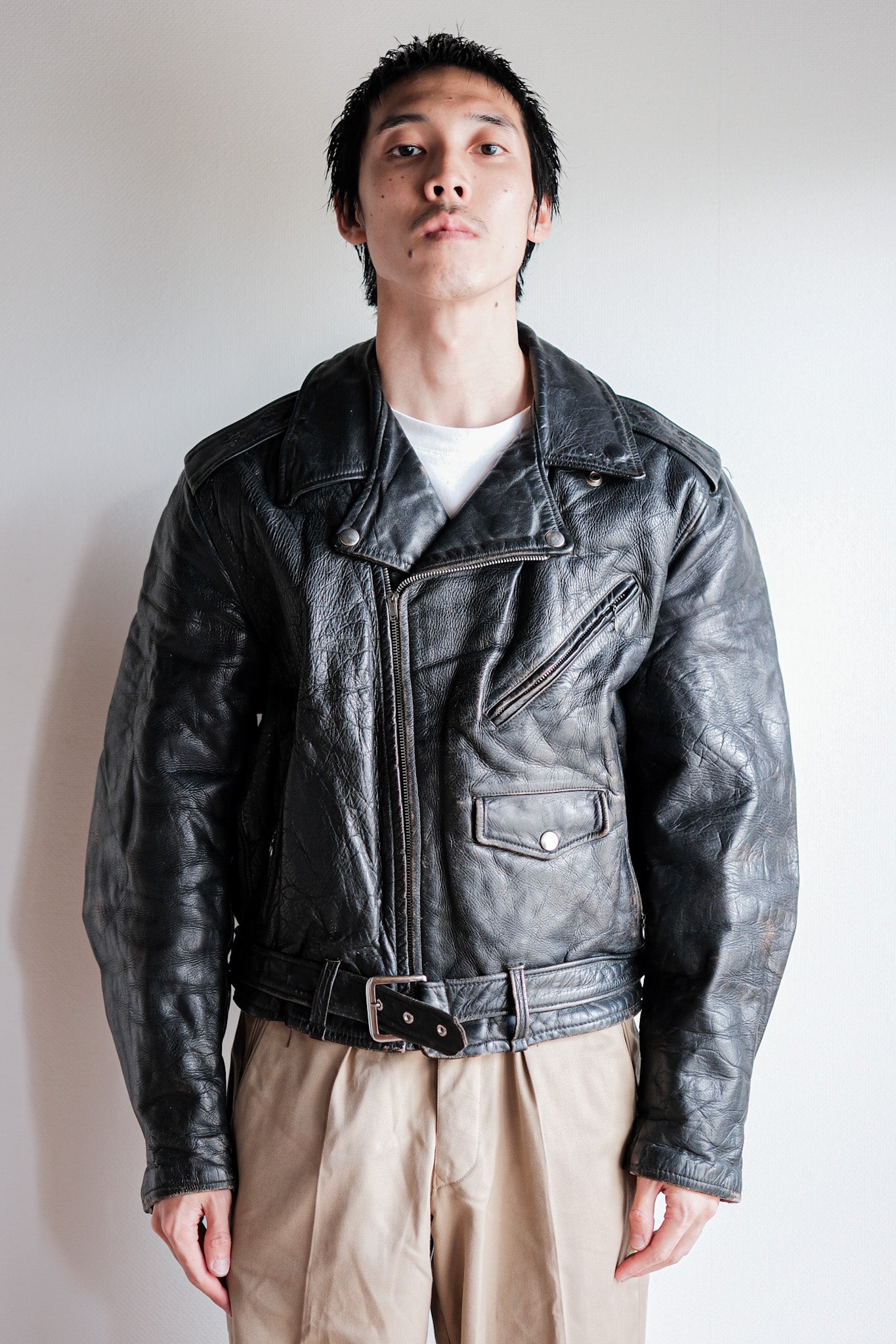 【~50's】American Vintage Two Star Horsehide Motorcycle Leather Jacket "WINDWARD"