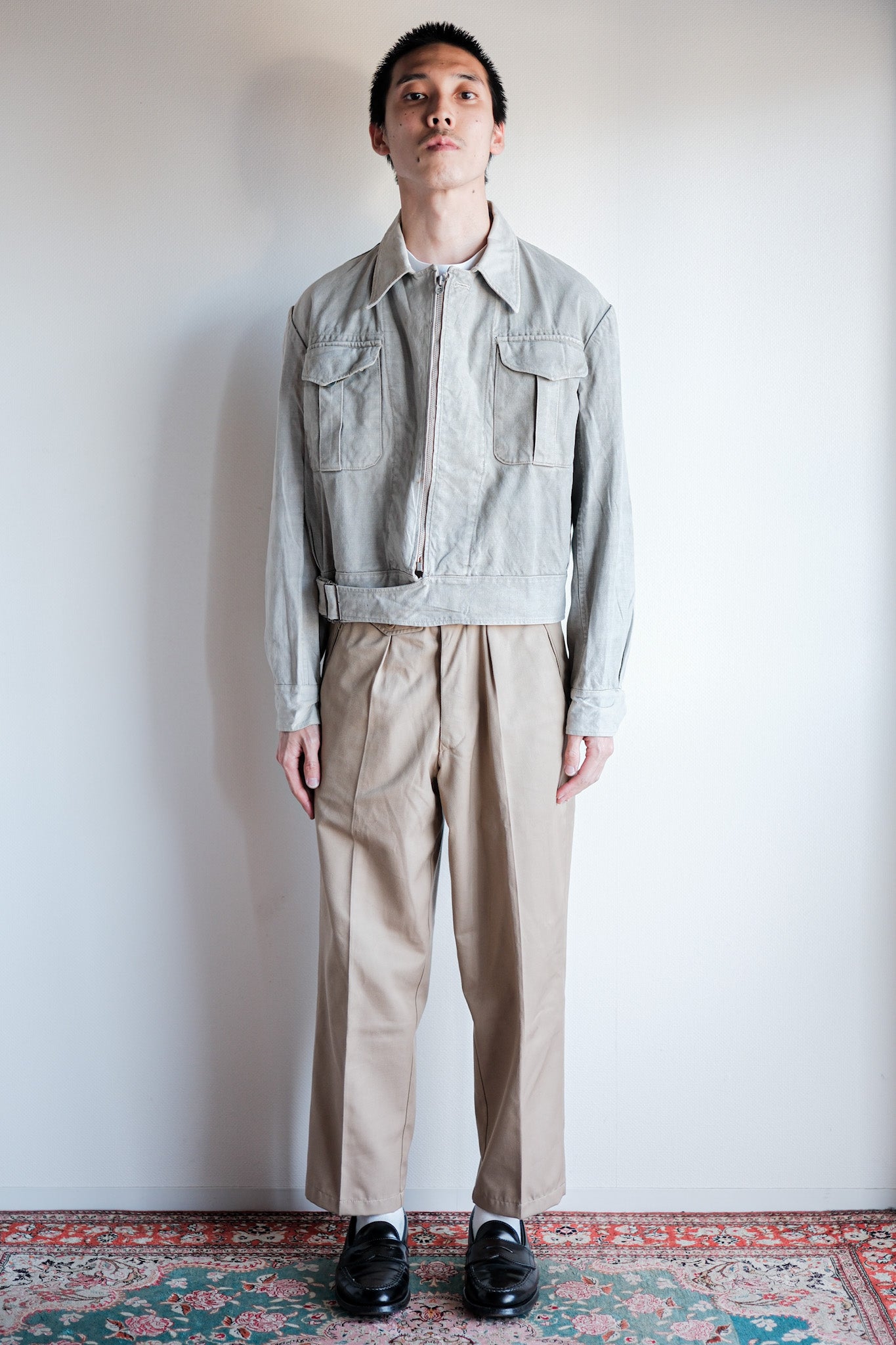 [~ 40) 프랑스 군대 M44 배틀 드레스 재킷 크기 .42 "수정"