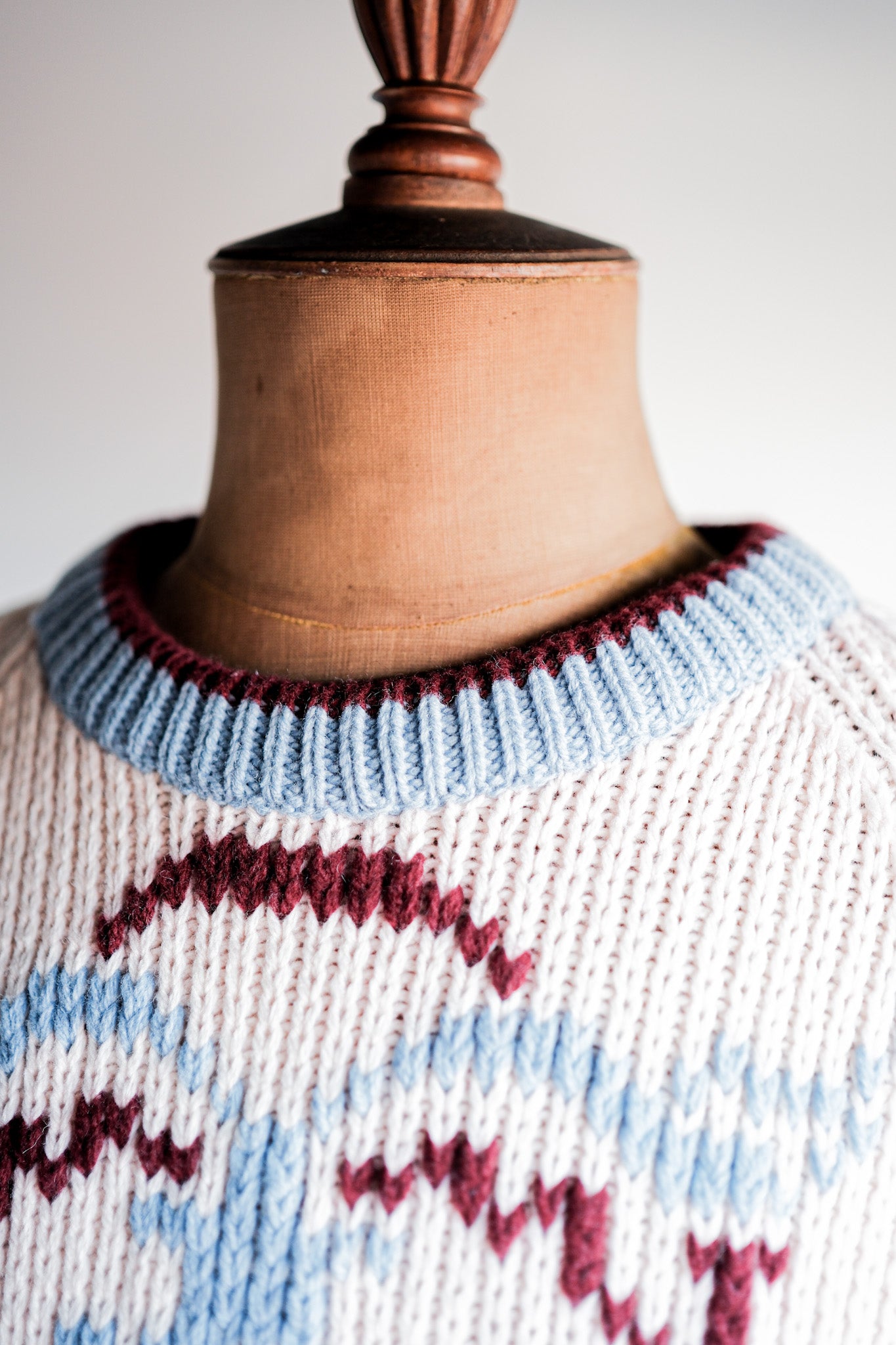 【~60's】British Vintage Fisherman Crew Neck Wool Jumper "Handmade"